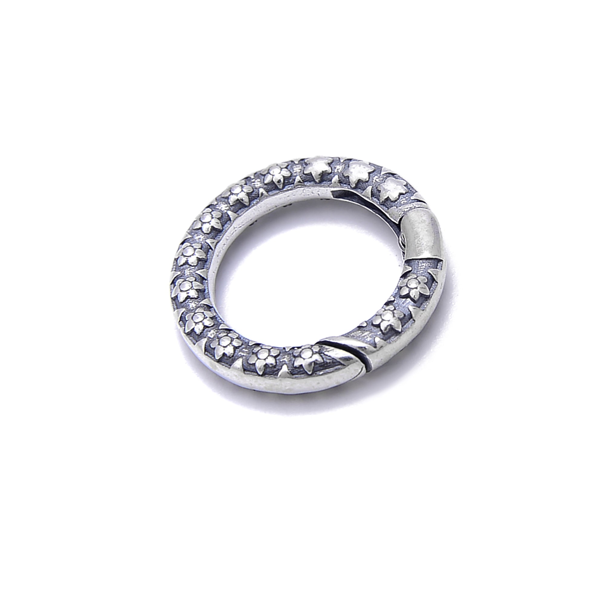 925 Sterling Silver Anti-Tarnish Flower Round Clasp - 17mm Size (1 Piece/Bag) - Perfect for Jewelry Making, DIY Bracelets & Necklaces