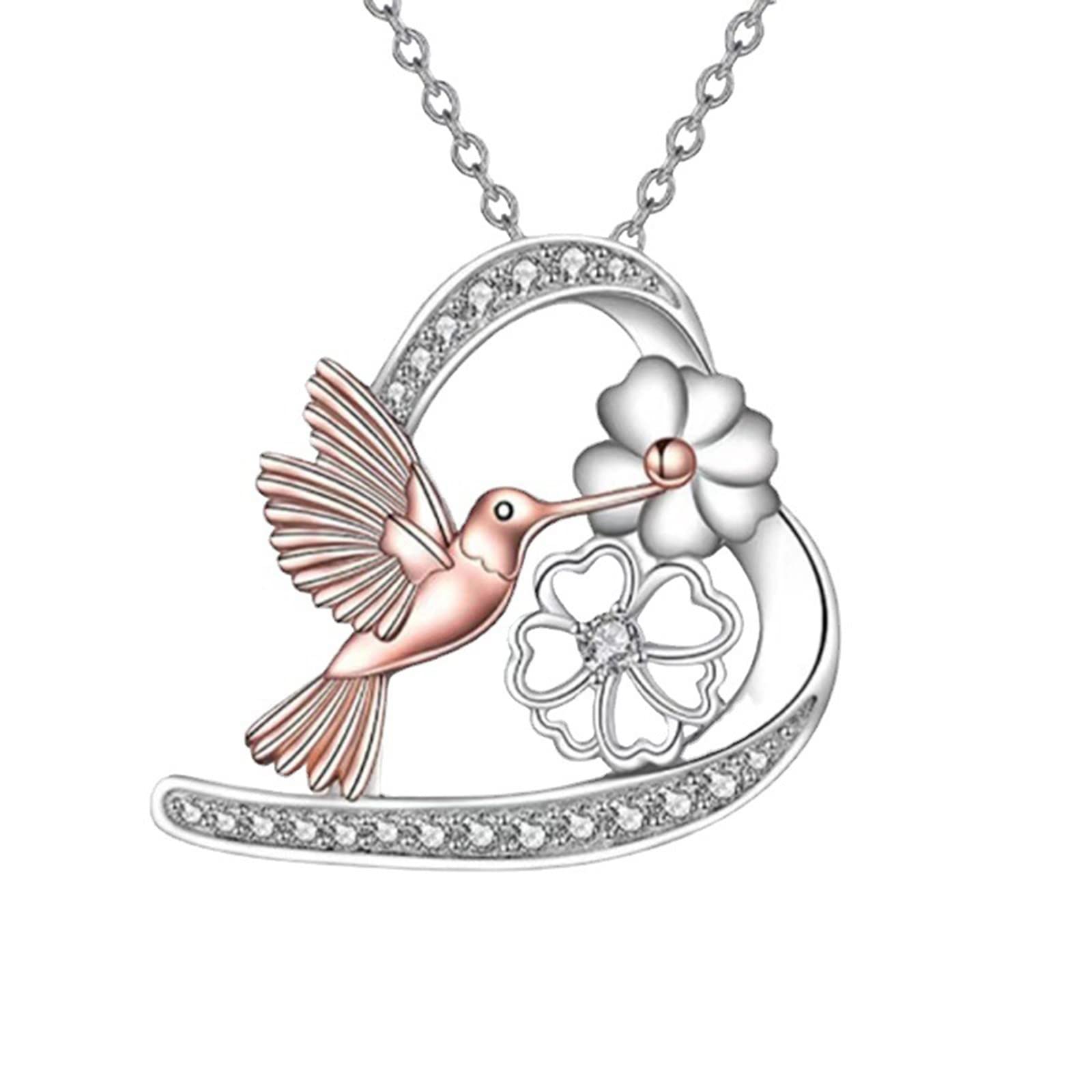 Summer Daisy Bird Pendant Necklace for Women - Floral Jewelry with Lock Charm - Perfect for Beach Vacations, Boho Outfits & Gift Giving