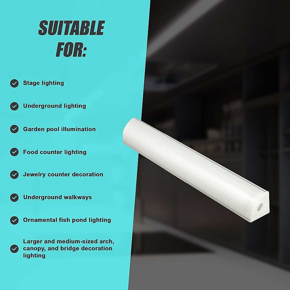 10-Pack 1M Aluminum LED Strip Light Channel Profile for Kitchen Cabinet Lighting - Durable & Easy Install for Under Cabinet, Shelf, and Staircase Lighting