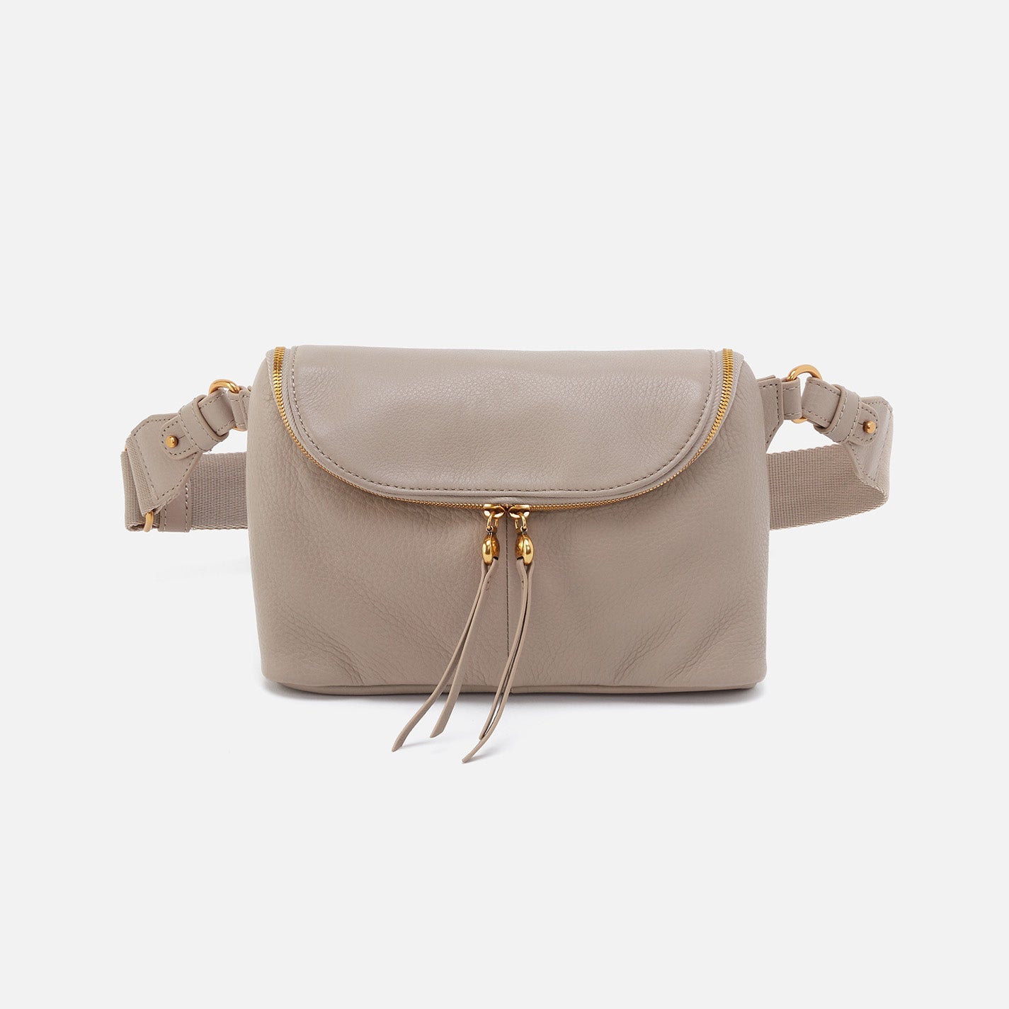 Premium Pebbled Leather Fern Large Belt Bag in Taupe - Stylish Crossbody Fanny Pack for Travel, Hiking & Everyday Use