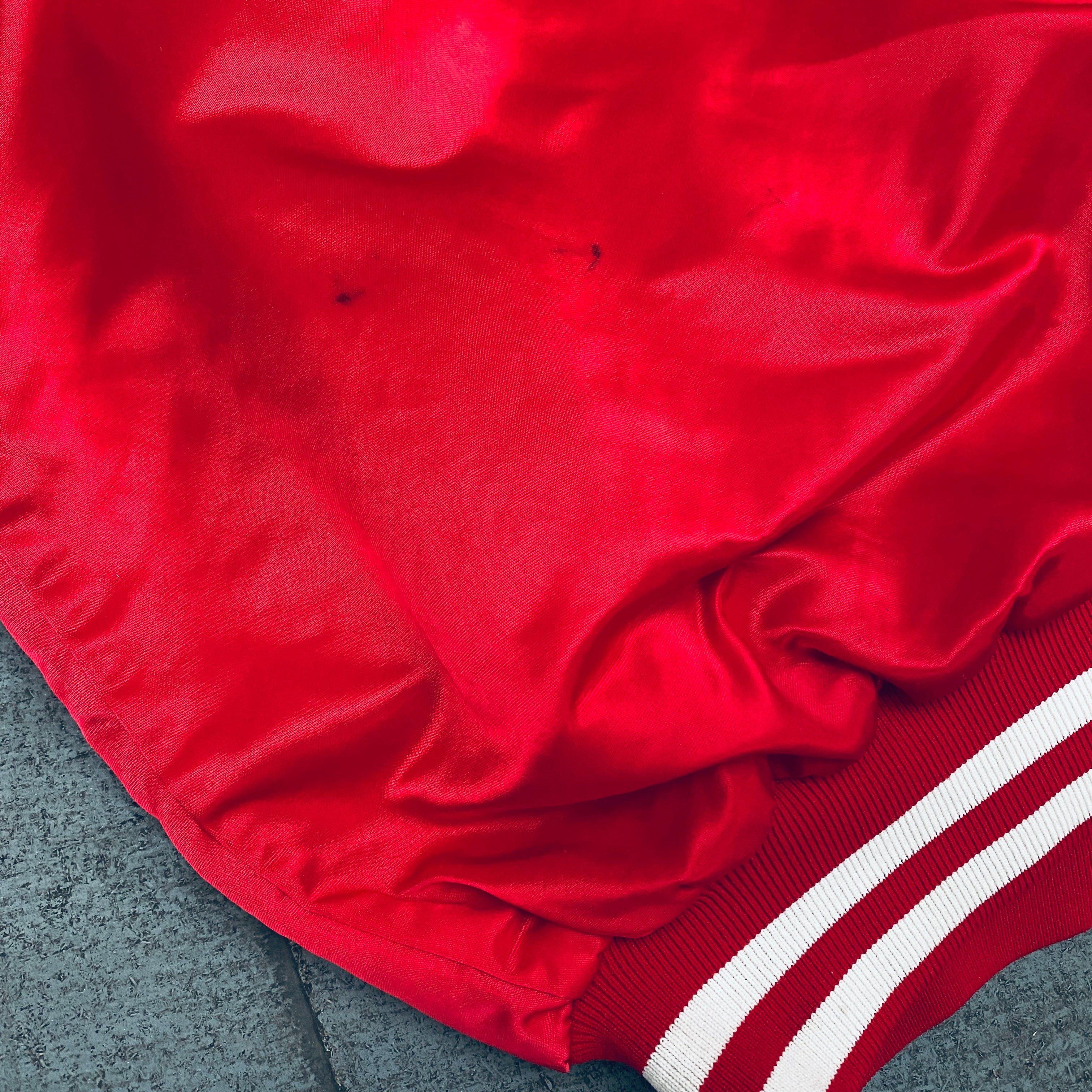 1990s Wisconsin Badgers Champion Satin Stitched Reverse Spellout Bomber Jacket - XL/XXL - Vintage College Football Apparel for Fans & Collectors