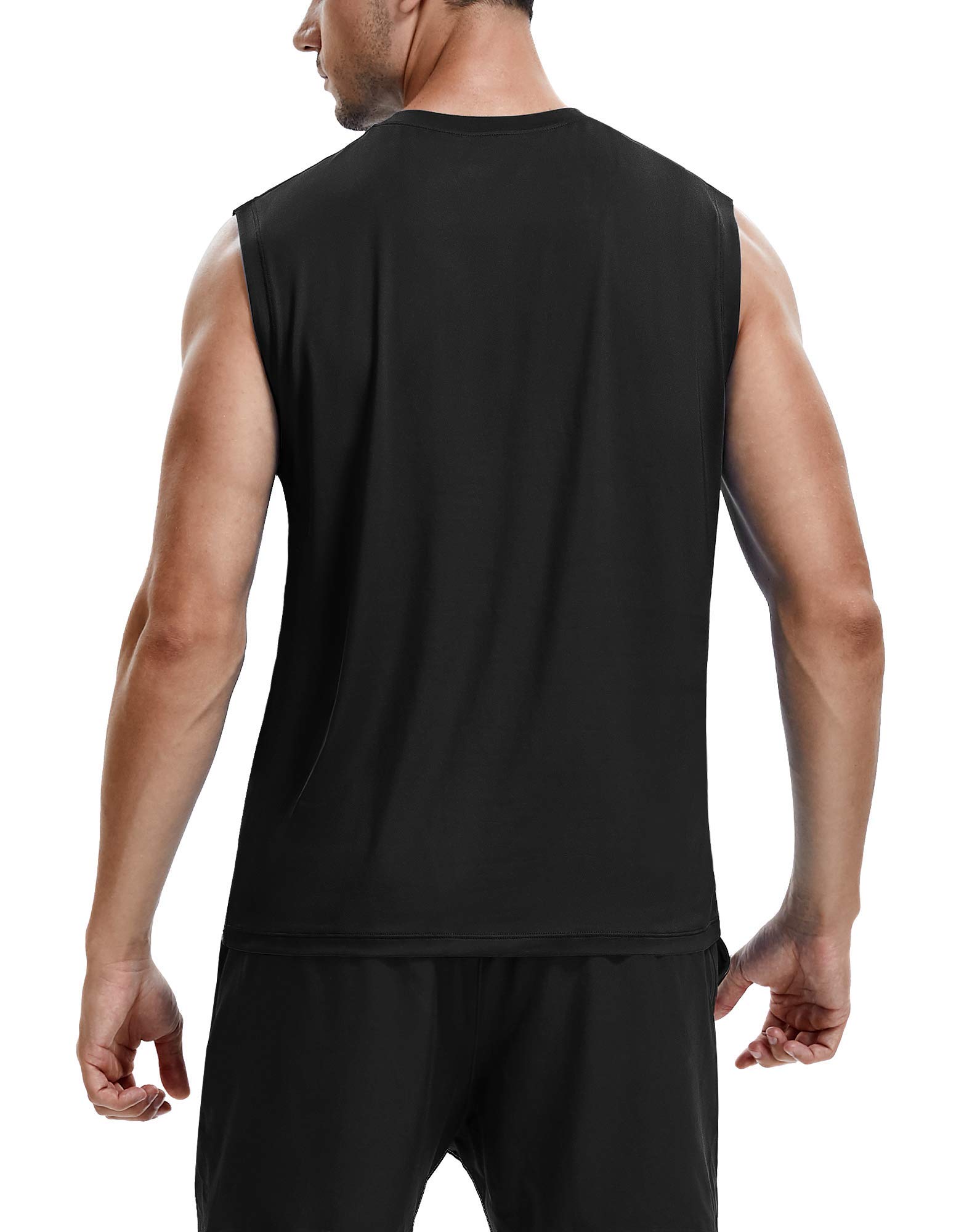 Roadbox Men's Workout Sleeveless Shirts - Athletic Gym & Basketball Tank Tops - Quick Dry Moisture Wicking Muscle Shirts for Training, Running & Sports Activities