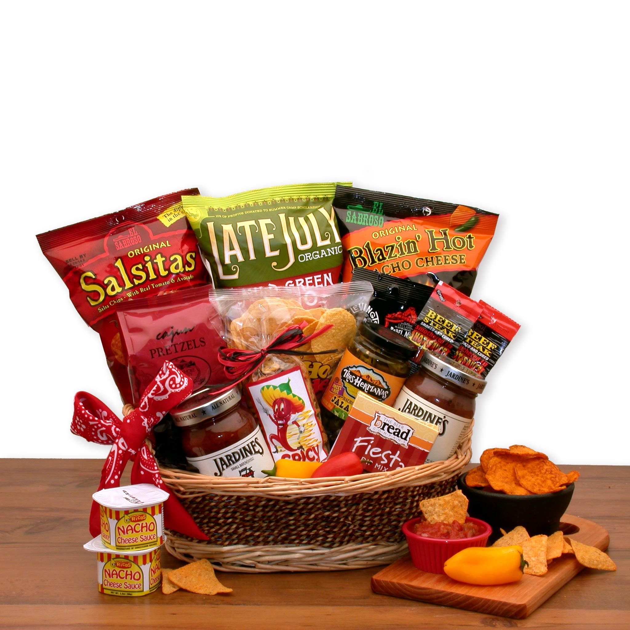 Spicy Snack Gift Basket - Chips & Salsa Combo with Premium Tortilla Chips & Homestyle Salsa - Perfect for Housewarming, Office Parties & Game Night Snacks