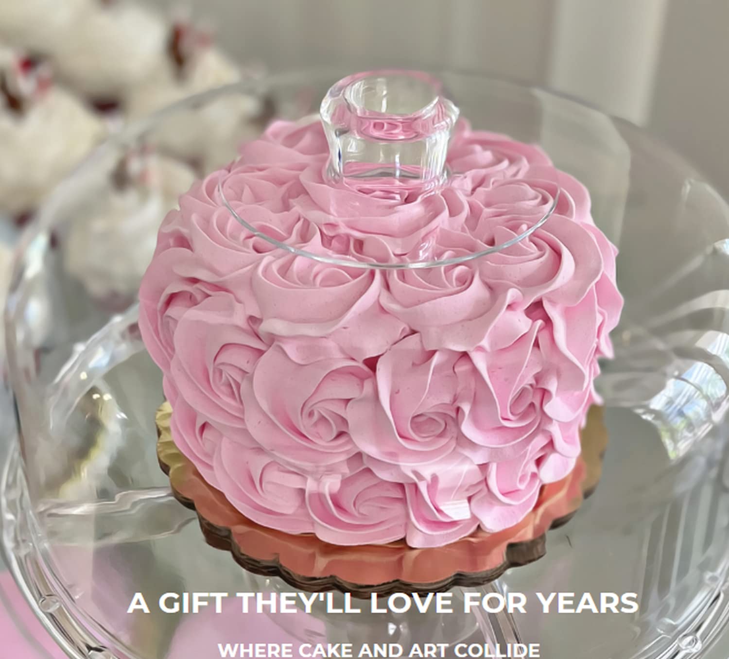 Realistic Fake Cake for Home Decoration - Artificial Pink Rosette Cake Display - Fake Cupcakes & Cake Decor for Party, Wedding, Bakery Display