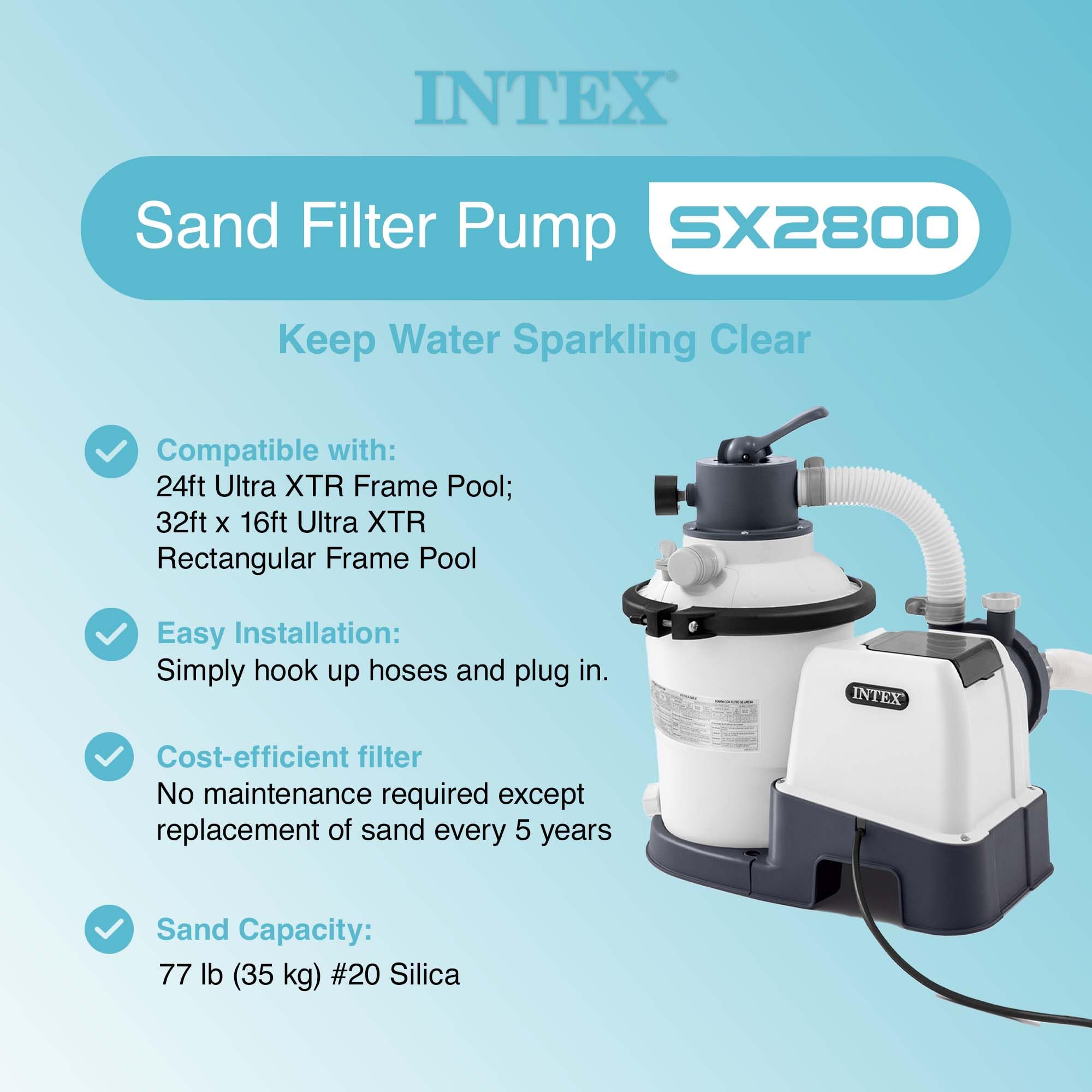 Intex 2800 GPH Above Ground Pool Sand Filter Pump with Threaded Hose Adapters (2-Pack) - Powerful Filtration System for Inground & Above Ground Swimming Pools, Spas, and Backyard Water Features
