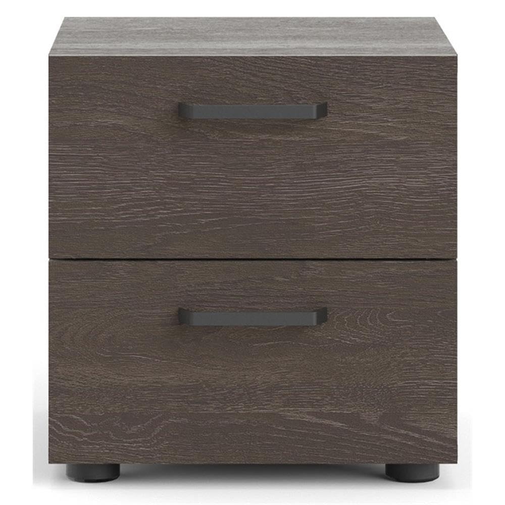 Pemberly Row Modern Wood 2-Drawer Nightstand in Dark Chocolate - Stylish Bedside Table for Bedroom, Living Room & Guest Room