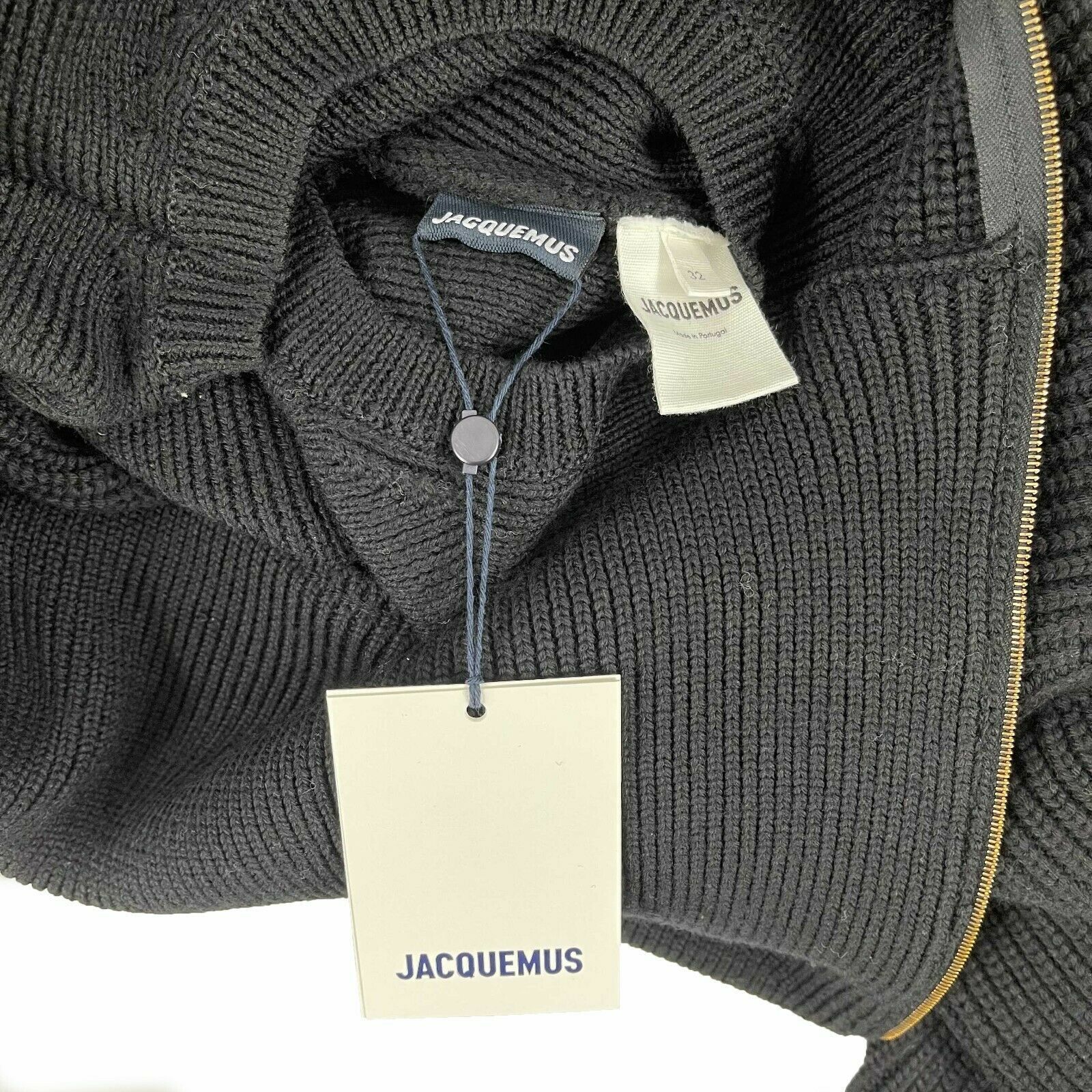 Jacquemus La Maille Risoul Black Knit Cropped Sweater - Size XXS (US 32) - Perfect for Casual Outings, Date Nights & Layered Winter Looks