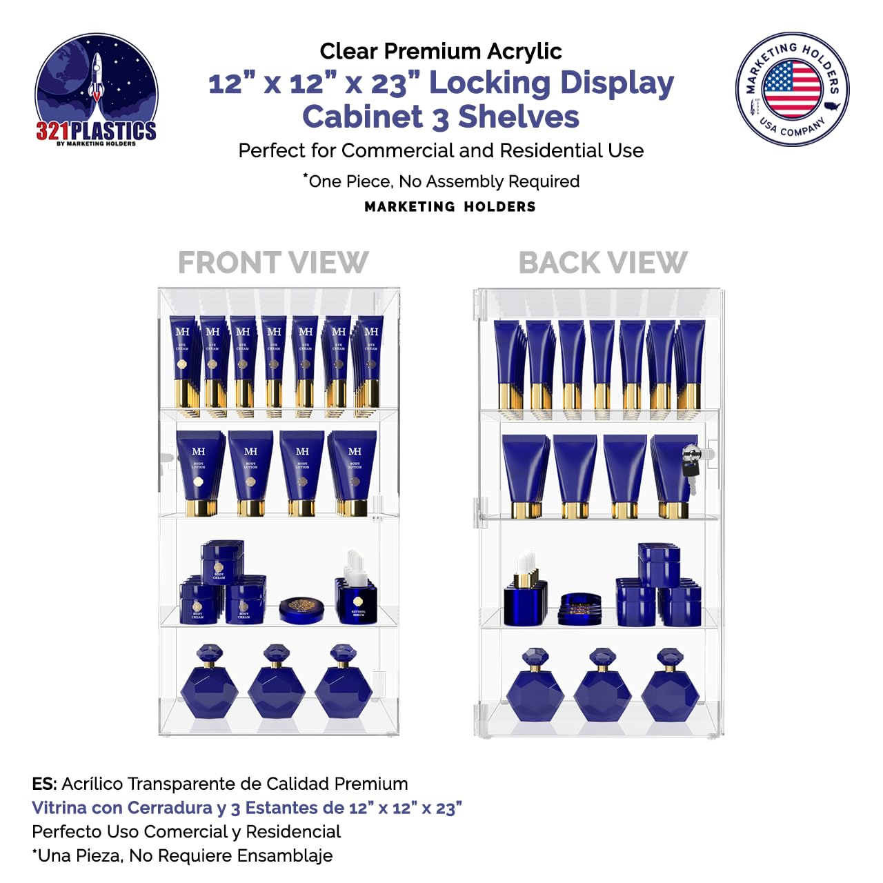 Clear Acrylic Locking Vertical Cabinet with Keys - 12