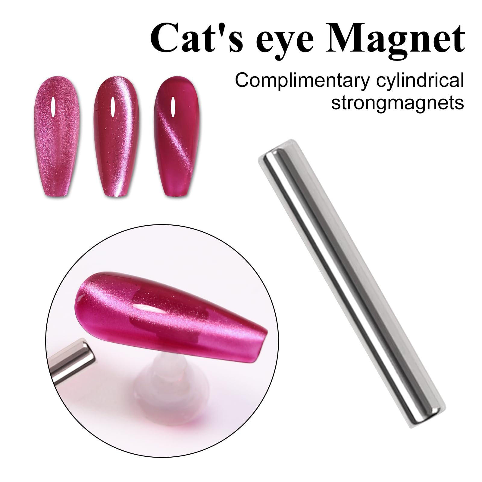 Imtiti Cat Eye Gel Nail Polish - 15ml Rose Red Holographic Crystal Diamond UV Soak Off Gel with Magnetic Stick | Nail Art Design for Salon & Home Manicure | Perfect for Parties, Weddings & Special Occasions