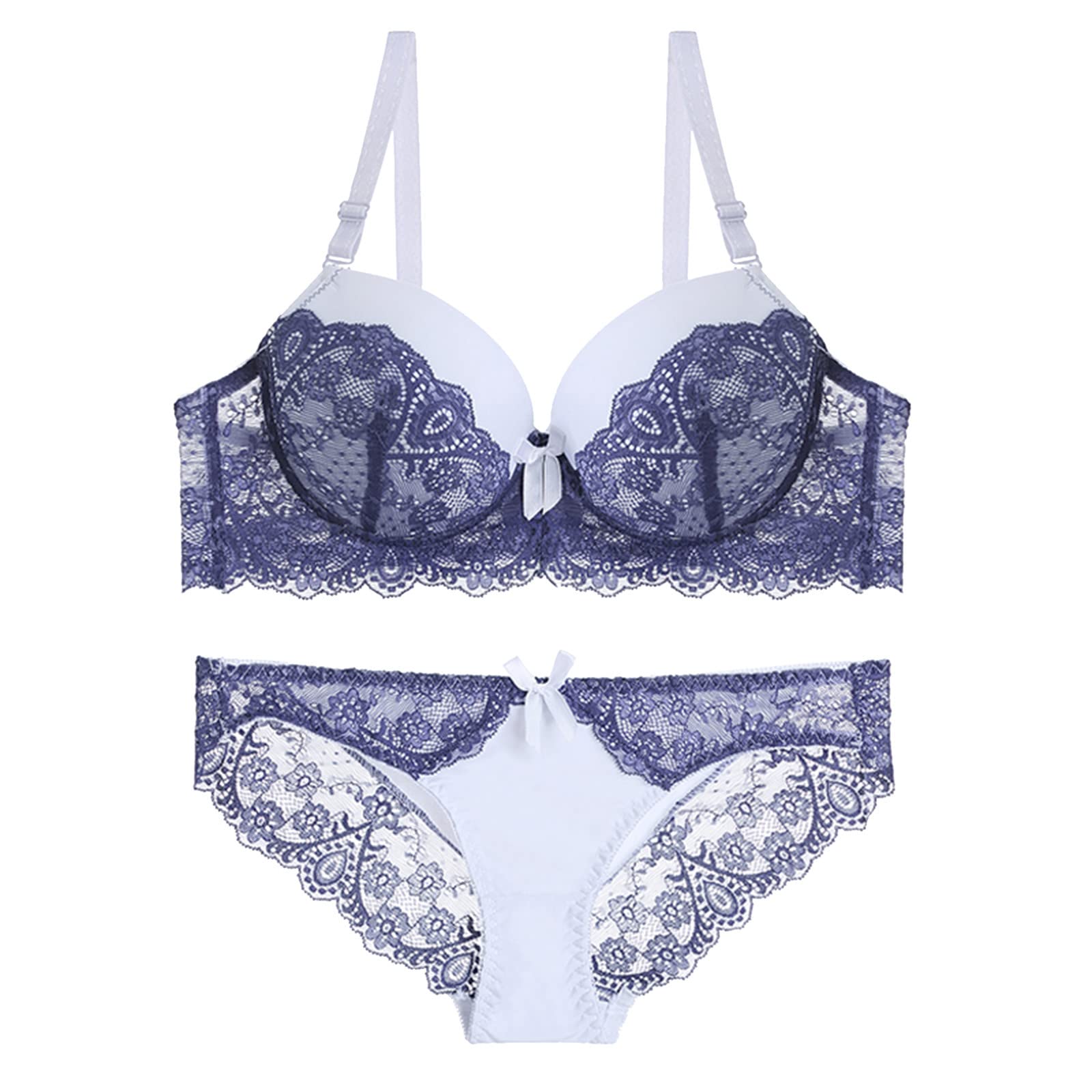 Sexy Lace Lingerie Set for Women - Floral Push Up Bra & Panties Set, Comfortable & Fashionable Underwear - Perfect for Valentine's Day, Honeymoon & Romantic Nights