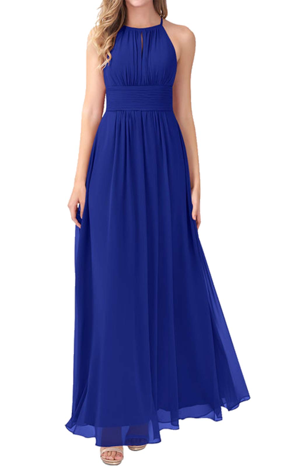 JAEDEN Long Chiffon Bridesmaid Dresses - Elegant Sleeveless Pleated Prom & Wedding Party Gowns | Perfect for Formal Events, Evening Galas & Special Occasions