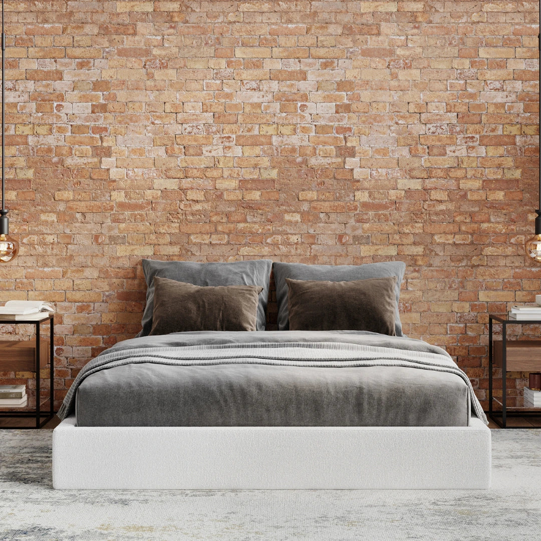 Classic Bed Frame with Boucle Upholstery - Queen Size Platform Bed for Modern Bedroom | Sturdy Wooden Slat Support & Noise-Free Design | Perfect for Master Bedroom, Guest Room, or Apartment