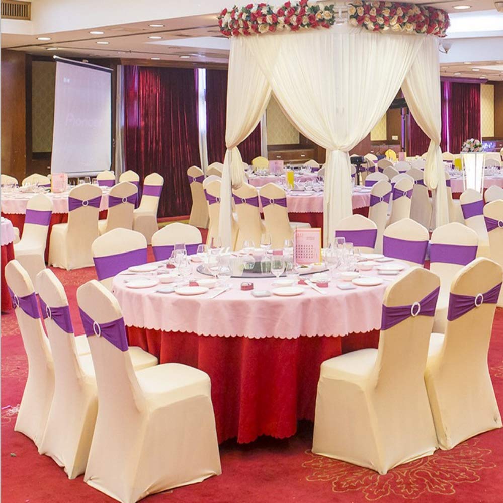 100 Pack Lavender Wedding Chair Sashes - Adjustable Elastic Chair Bands with Buckle Sliders - Elegant Chair Bows for Wedding Decorations (No Chair Covers Included) - Perfect for Wedding Receptions, Bridal Showers & Banquet Decor
