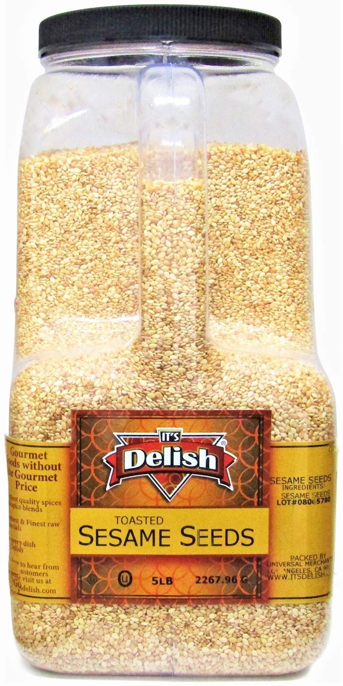 Premium Organic Toasted Whole Sesame Seeds - 5 LB Bulk Size (Gallon Jug) - Perfect for Baking, Cooking, Salad Toppings & Asian Cuisine