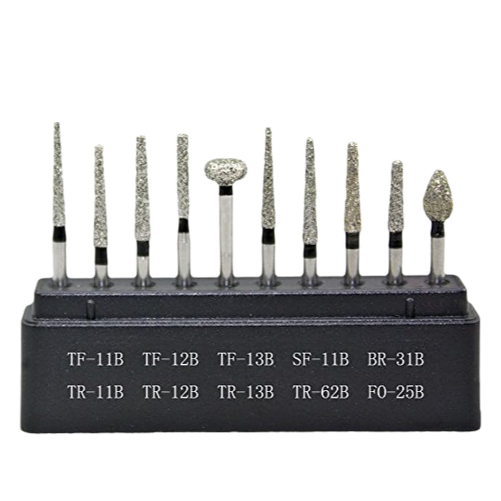 10pcs Diamond Burs FG Diamond Burs, 120 Grit Medium Grit for Angle Grinder, Die Grinder & Flex Shaft Machine - Perfect for Metal Polishing, Stone Carving & Jewelry Making