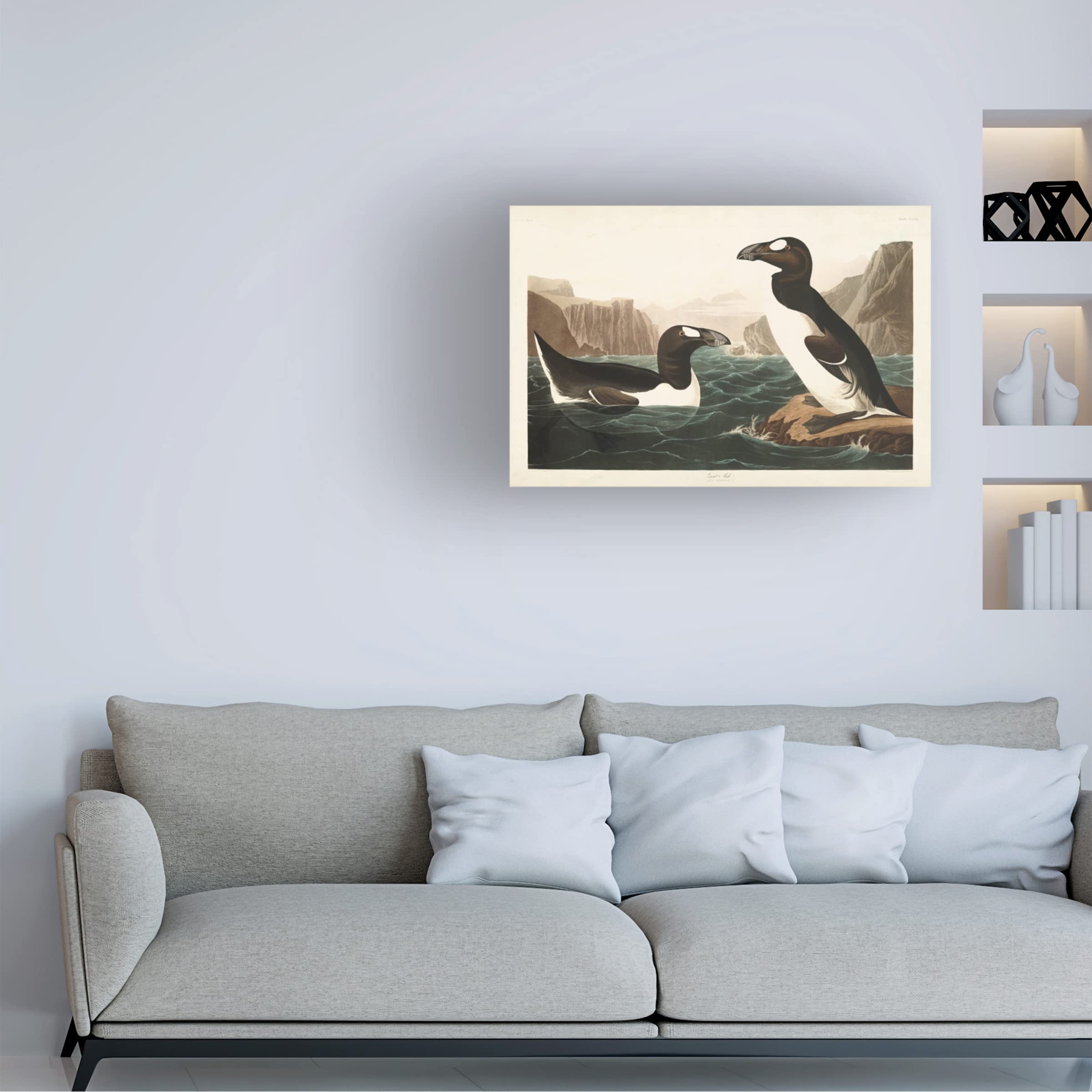 Trademark Fine Art 'Great Auk' Canvas Print by John James Audubon - 12x19 Inch Wildlife Bird Painting - Perfect for Living Room, Bedroom & Office Decor