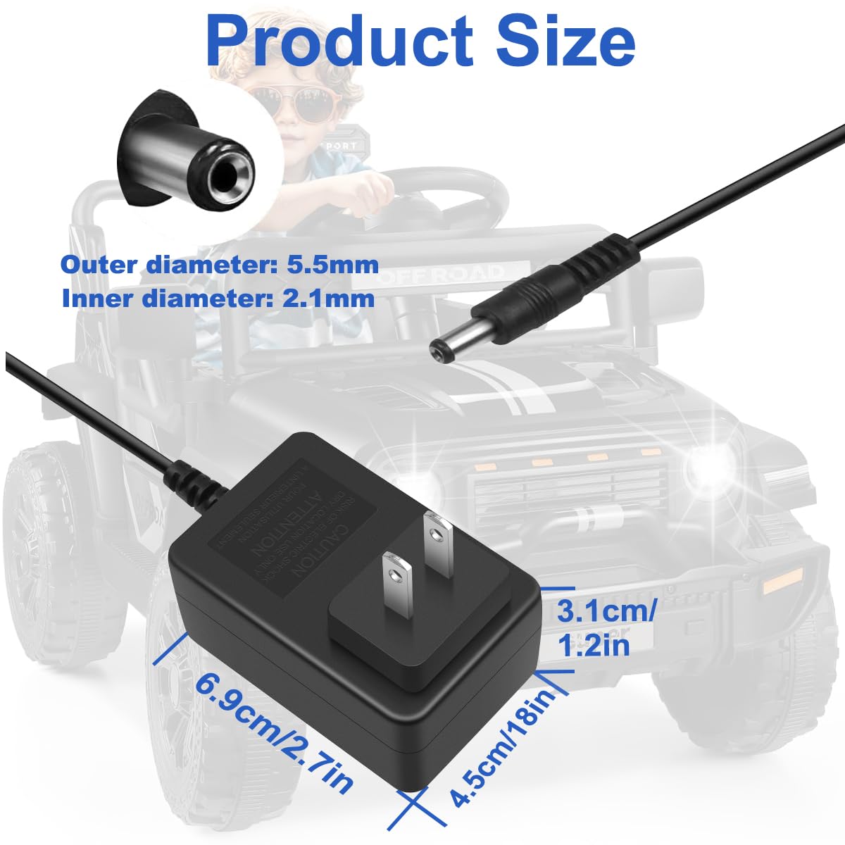 6V Battery Charger for Kids Ride-On Toys - Universal 6 Volt Charger for Best Choice Products, Flybar, Kidzone, Dynacraft & Hello Kitty Electric Cars - Perfect for Indoor/Outdoor Playtime & Birthday Gifts