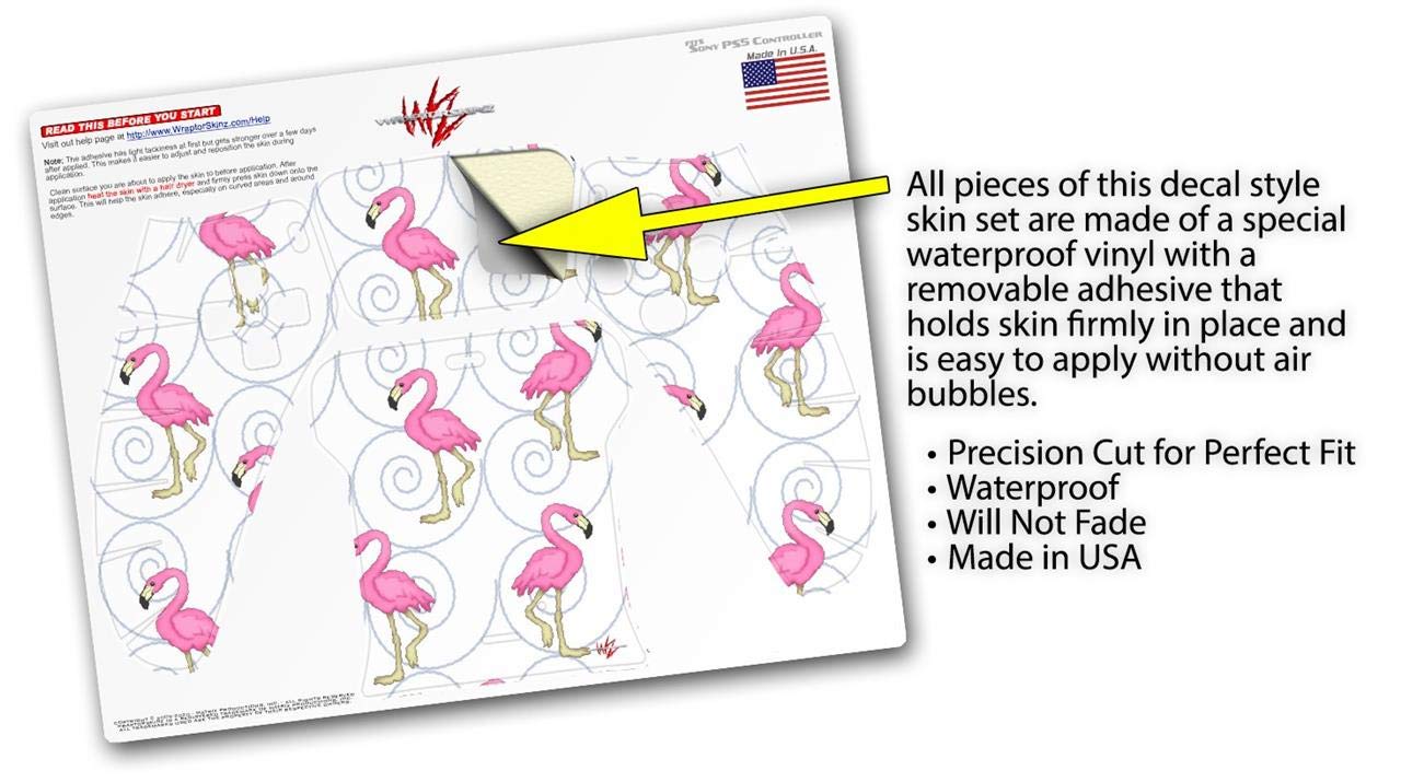 PS5 DualSense Controller Skin Wrap - Flamingos on White for Gaming Protection