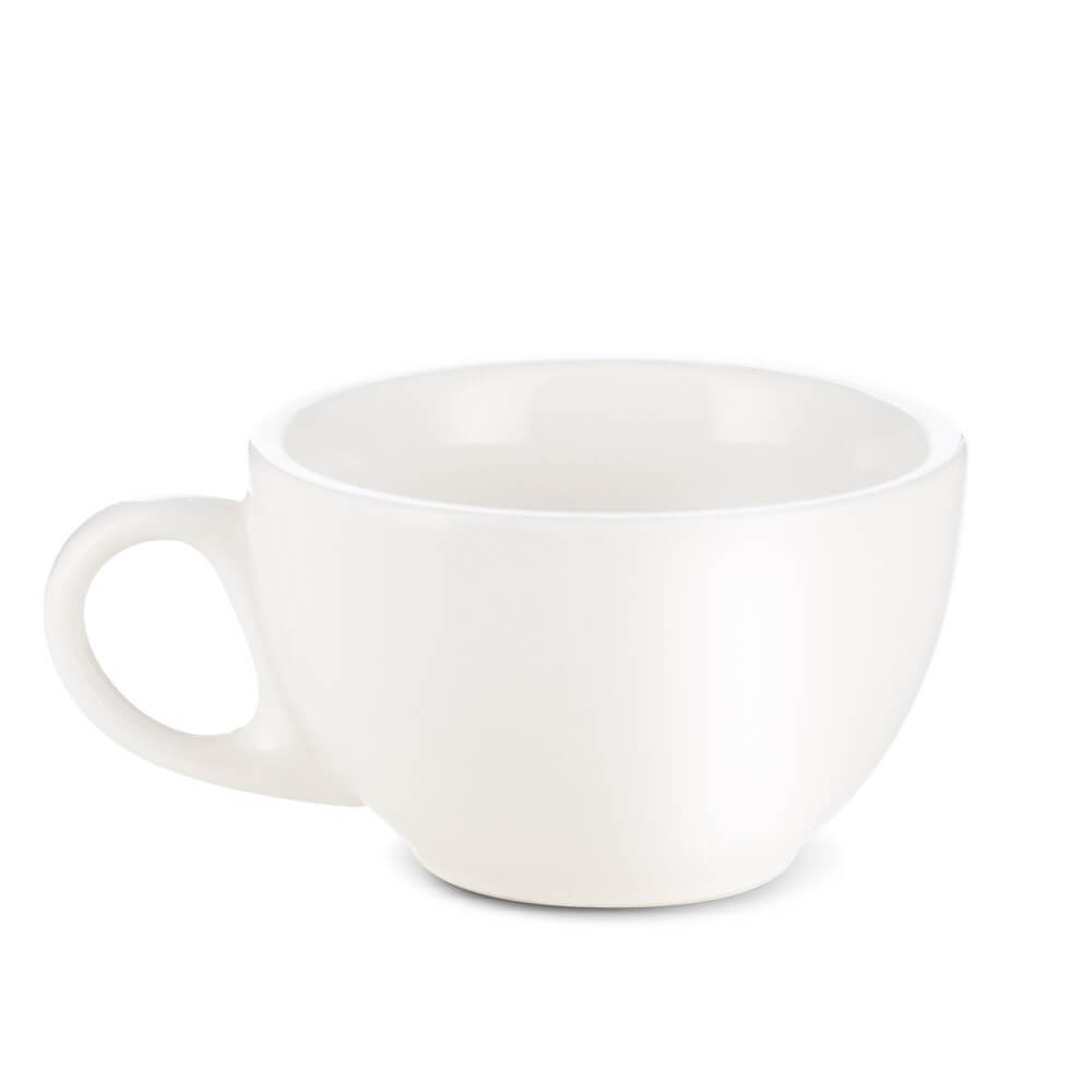 Premium White Porcelain Latte Cup & Saucer Set - 8oz/252ml Espresso Coffee Cups for Home, Café & Restaurant Use - Durable Ceramic Coffee Mugs for Cappuccino, Latte & Hot Beverages