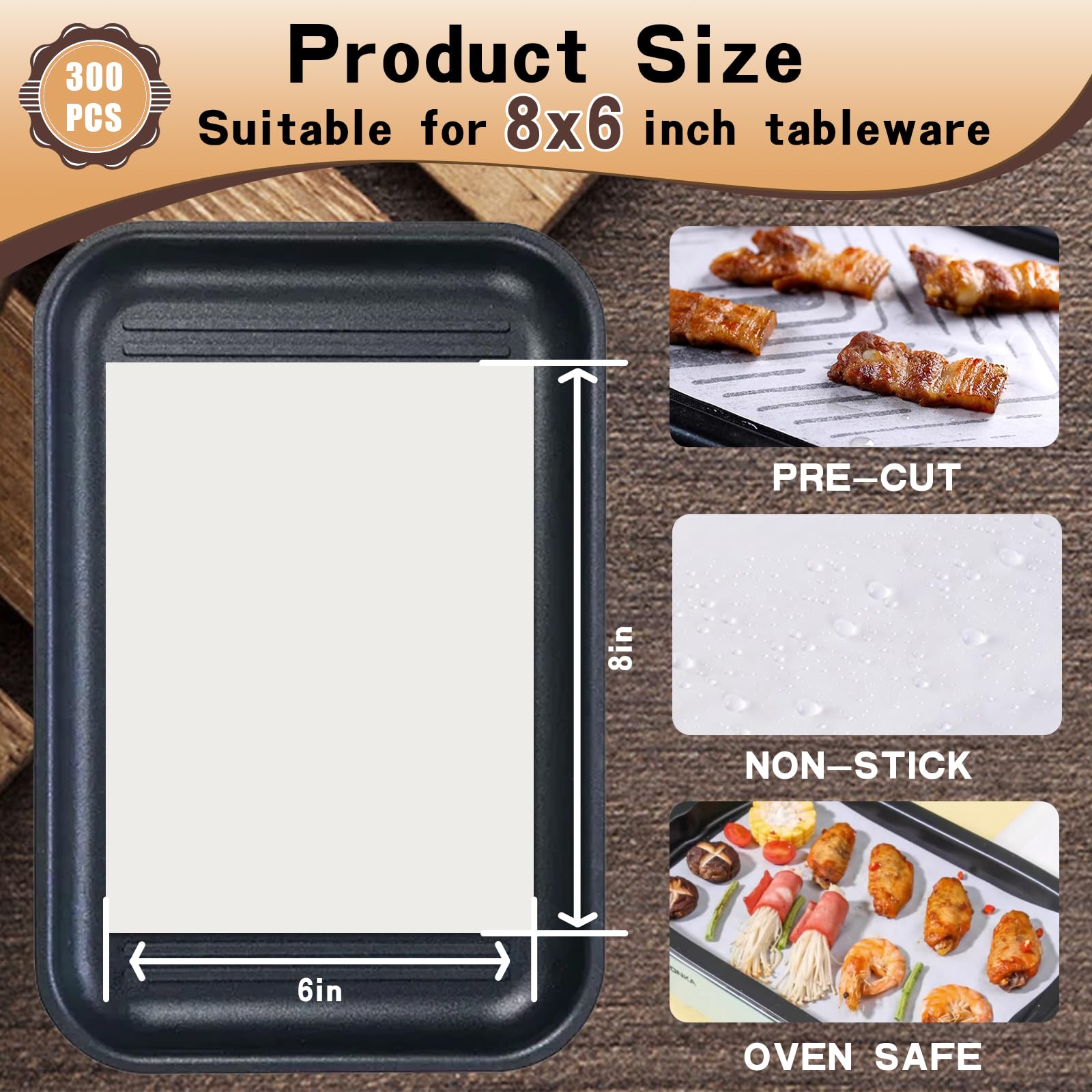 200Pcs 6x8 Inch Precut Non-Stick Parchment Paper Sheets - Oven, Air Fryer & Grill Baking Liners | Perfect for Cookies, Roasting Vegetables & Meal Prep