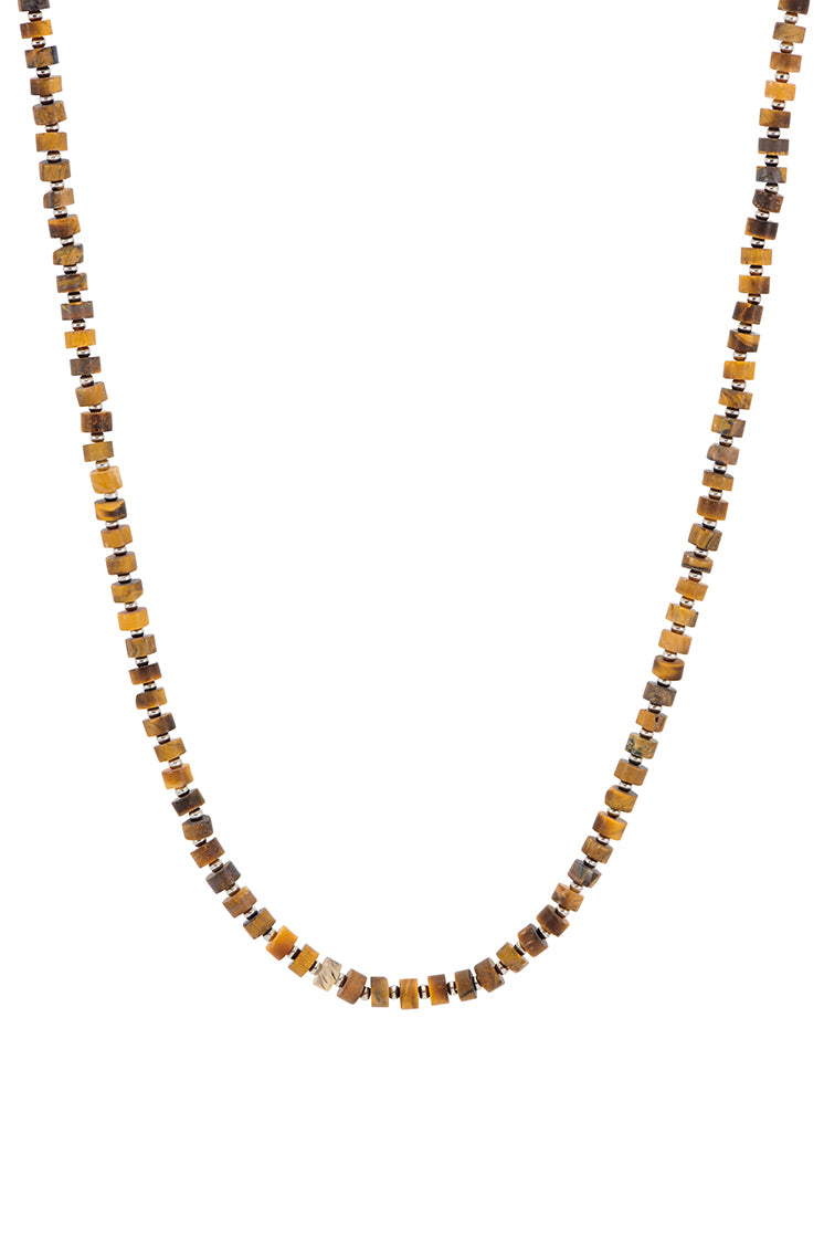 Gemstone Rondelle Necklace for Men - Natural Healing Crystal Beaded Jewelry - Perfect for Meditation, Gifts & Spiritual Healing