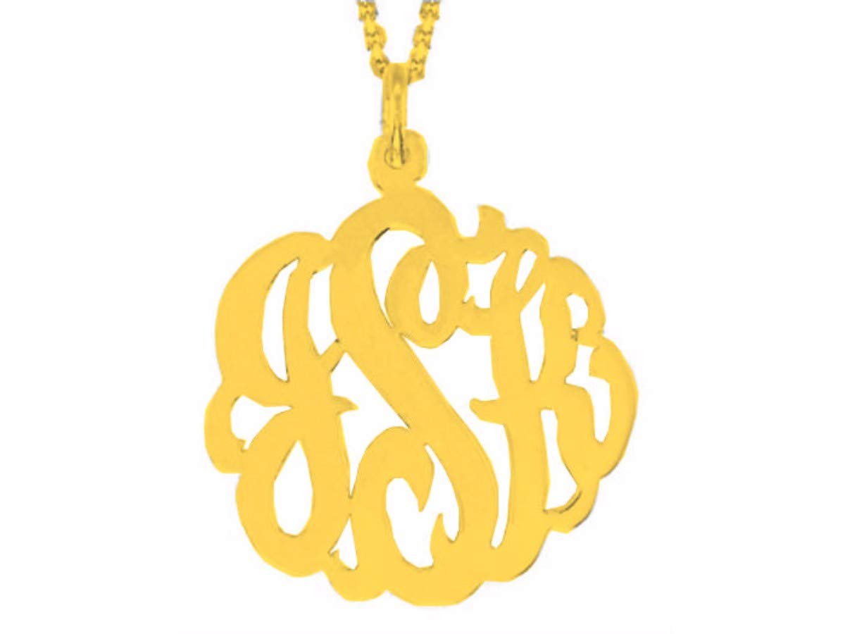 Personalized Monogram Necklace for Women & Men - 925 Sterling Silver or Gold Plated - 25mm Custom Nameplate Jewelry - Perfect for Gifts, Anniversaries & Special Occasions