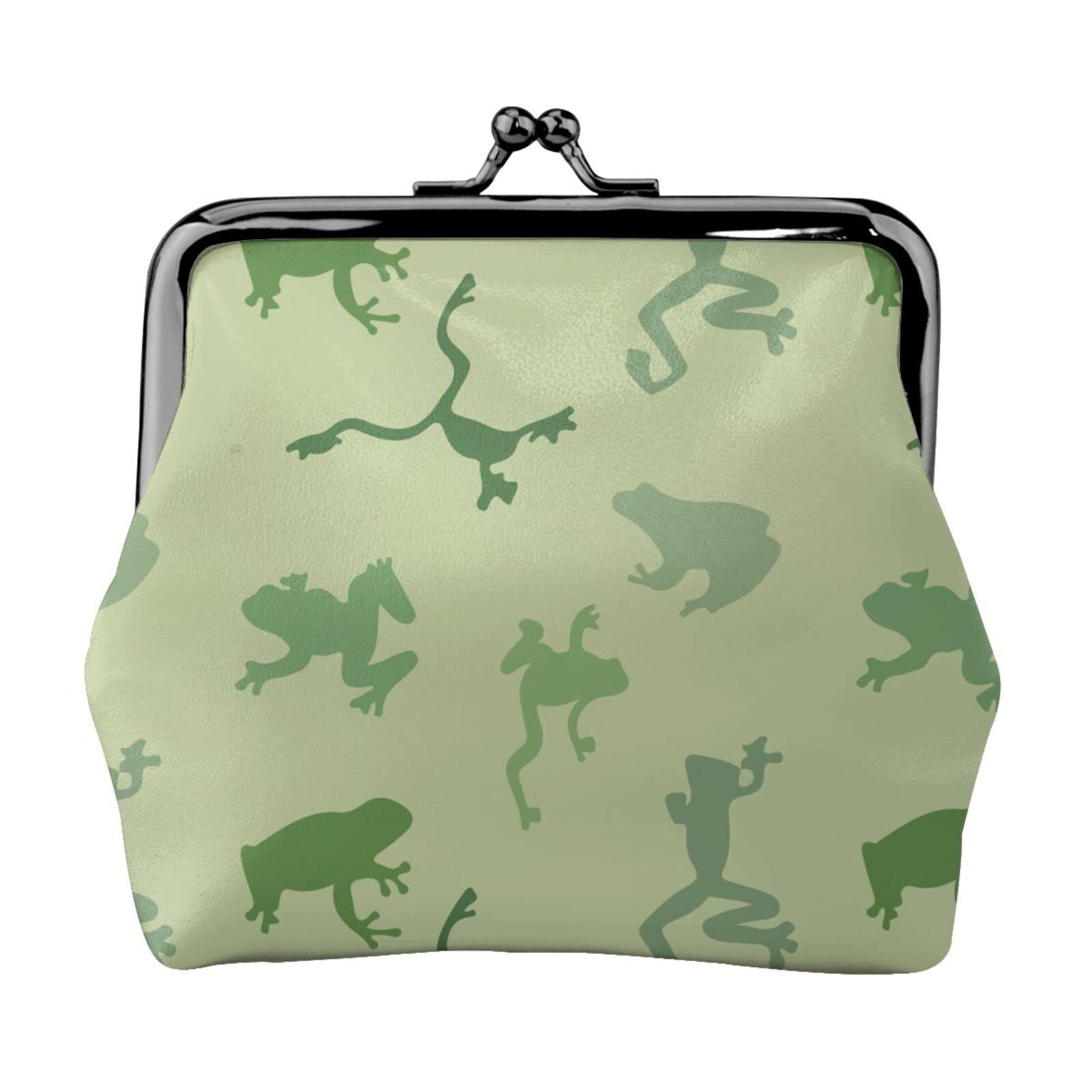 Funny Camo Green Frog Pu Leather Buckle Coin Purse - Girls' Kiss-Lock Wallet for Change & Small Items - Perfect for School, Travel, and Everyday Use