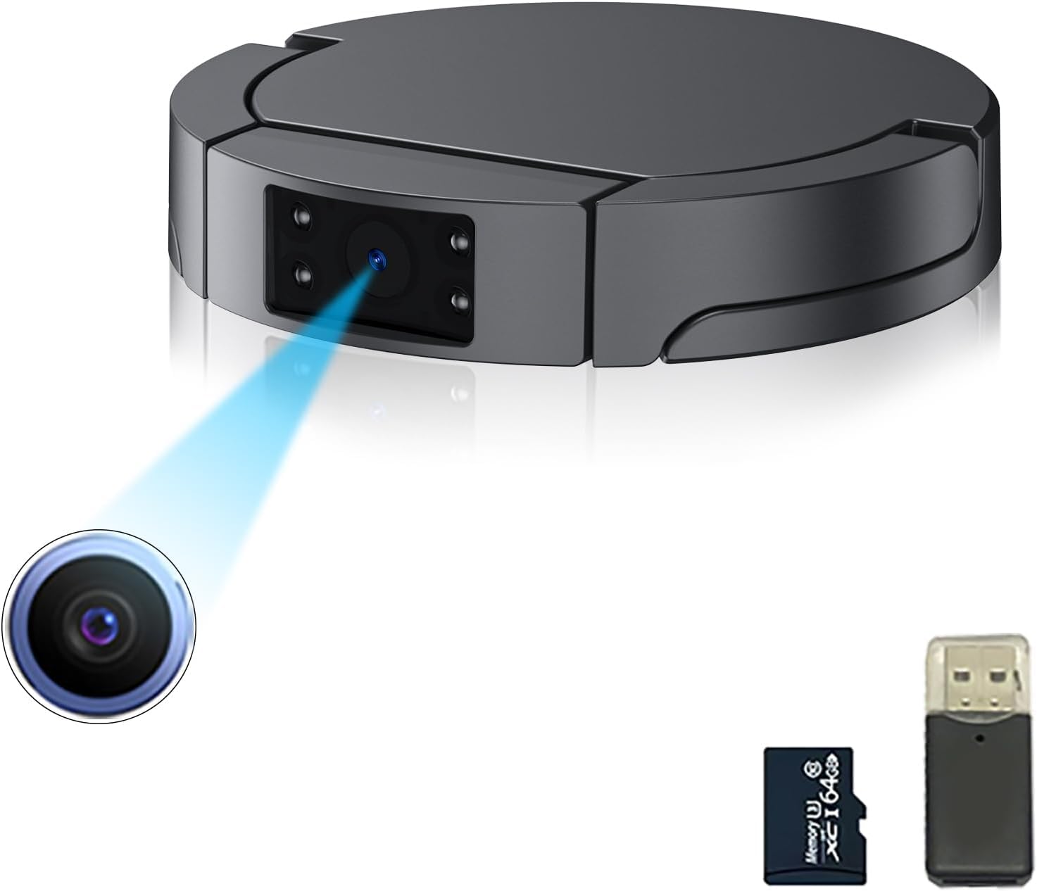 64GB Spy Camera Full HD 1080P - Mini Hidden Security Camera with Motion Detection & Night Vision - Nanny Cam for Home/Office Surveillance (No Wi-Fi) - Perfect for Monitoring Kids, Pets, and Valuables