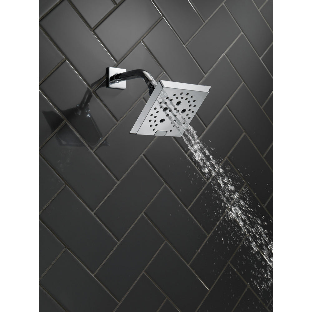 Delta H2Okinetic 5-Setting Modern Angular Shower Head with Lumicoat Chrome Finish (Model 52664) - Perfect for Bathroom Renovation and Spa-Like Shower Experience