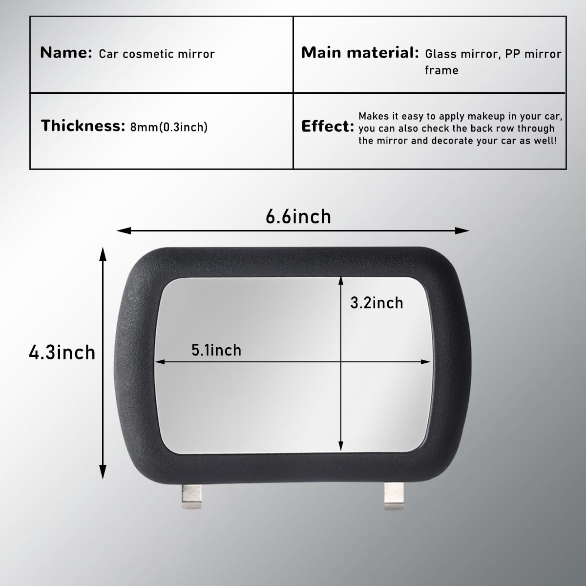 1PC Universal Car Sun Visor Vanity Mirror - Clip-on Automotive Makeup Mirror with Sun-Shading for Women & Girls | Perfect for On-the-Go Touch-ups & Driving Comfort | Car Interior Accessories