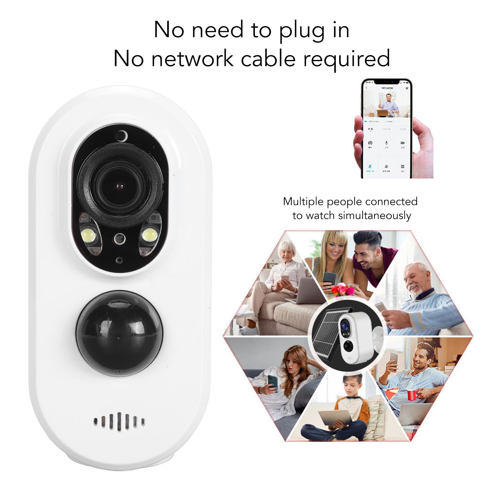 Topyond Solar Security Camera 1080P HD with PIR Motion Detection & Full Color Night Vision, 6x Digital Zoom, Wide Angle Lens - Outdoor Wireless Surveillance for Home, Yard, Garage Protection (Weatherproof Solar-Powered)