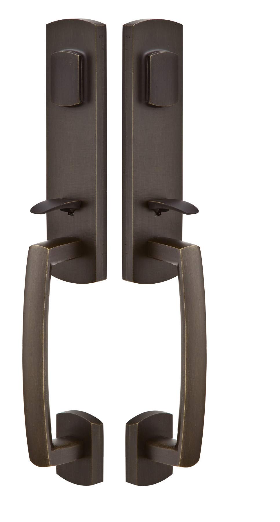 Emtek 453828MB Logan Single Cylinder Keyed Entry Handle Set in Rustic Modern Bronze - Perfect for Front Doors and Home Entryways