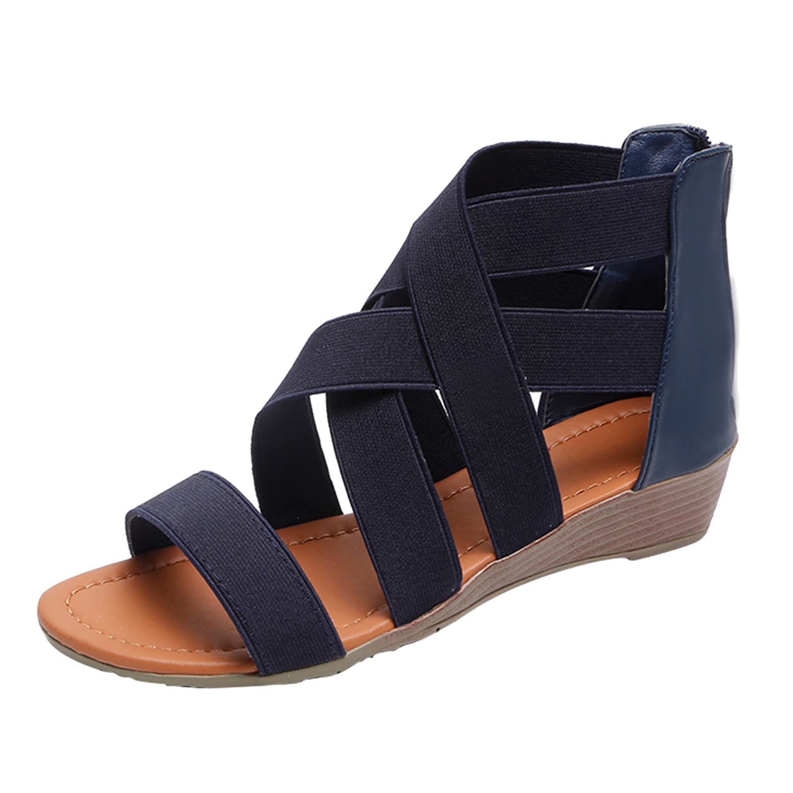 Women's Comfortable Wedge Sandals with Elastic Strap & Peep Toe - Thick Sole Dressy Sandals for Women | Perfect for Summer Outfits, Beach Vacations & Casual Wear