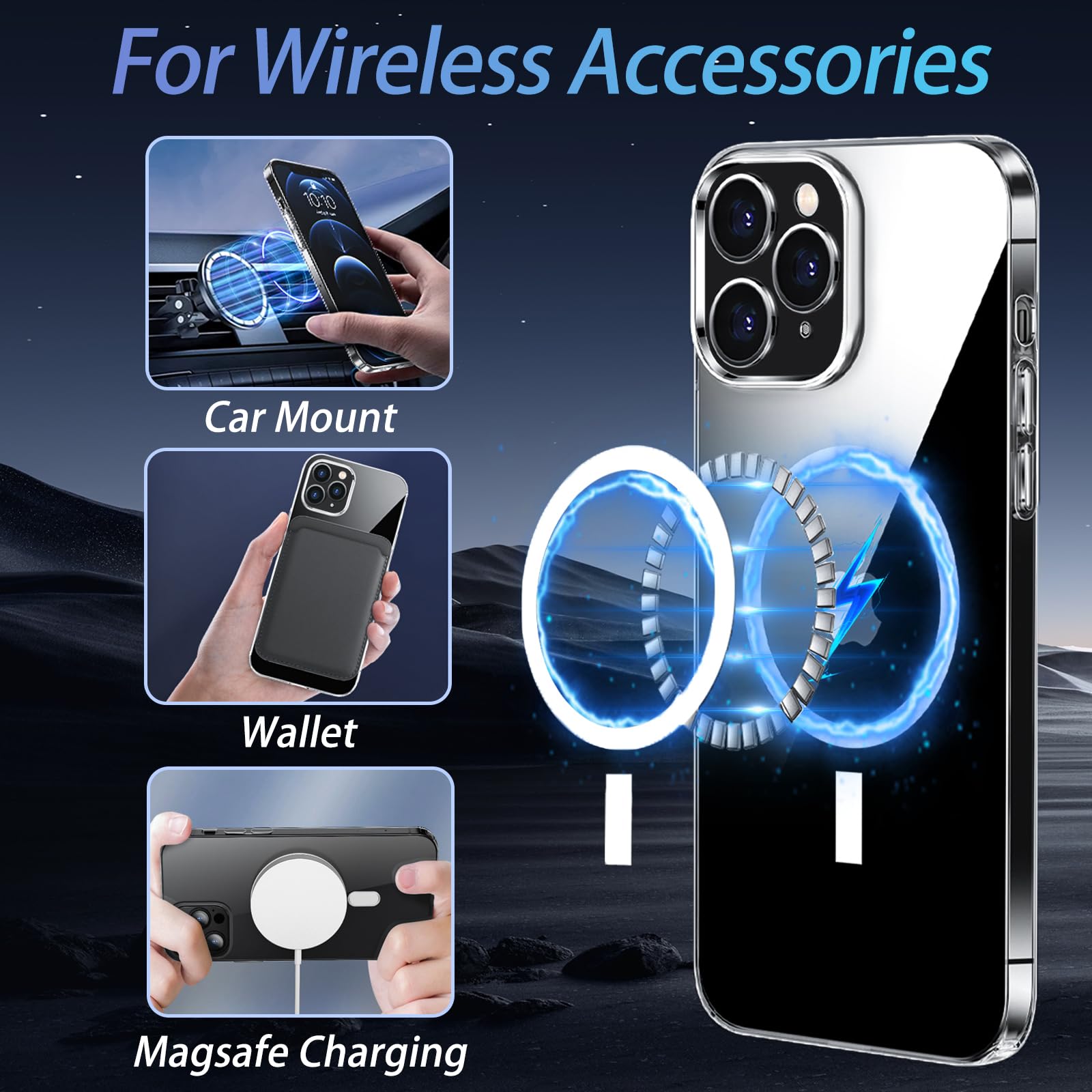 Magnetic Clear iPhone 7 Plus/8 Plus Case - Magsafe Compatible, Wireless Charging, Shockproof & Military Drop Protection - Slim Transparent Protective Cover | Perfect for Everyday Use, Travel & Outdoor Activities