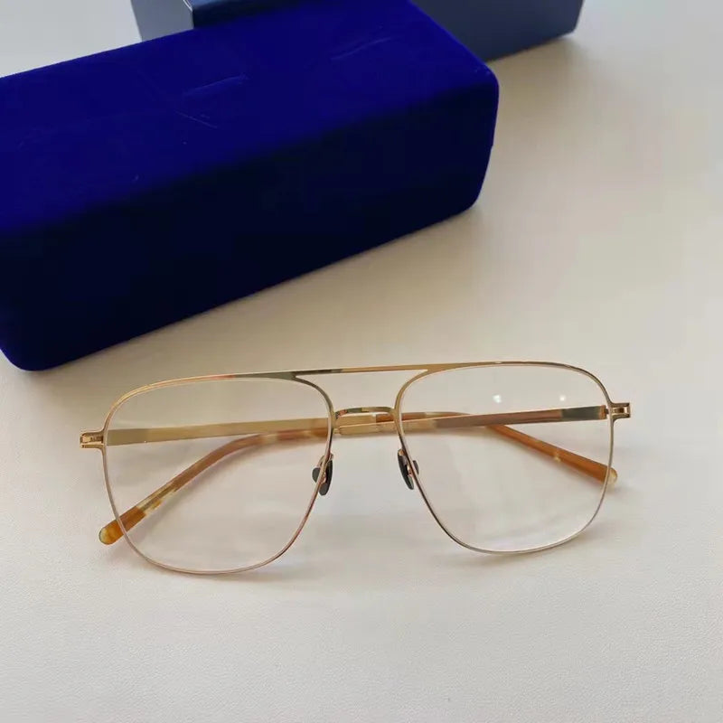 Unisex Full Rim Square Screwless Stainless Steel Eyeglasses Frame 5418 - Lightweight Durable Glasses for Men & Women - Perfect for Reading, Work, and Everyday Use