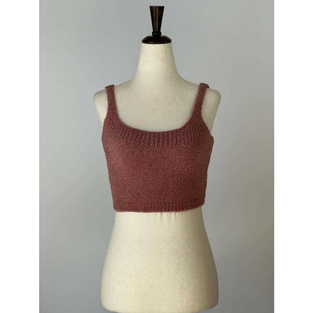 Blush Pink Solid Color Luxury Scoop Neck Cropped Tank Top for Women - Perfect for Summer Outfits, Casual Wear & Layering