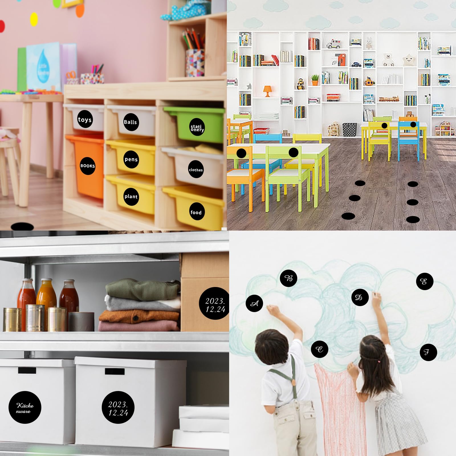 STARLIBOO 4 Inch Black Dot Stickers - Removable Circle Price Labels for Office, Garage Sales & Yard Sales | Writable Round Stickers for Pricing, Organizing & DIY Projects