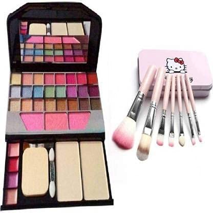 TYA 7-Piece Pink Makeup Brush Set with Kit - Perfect for Women & Girls Beauty Routine