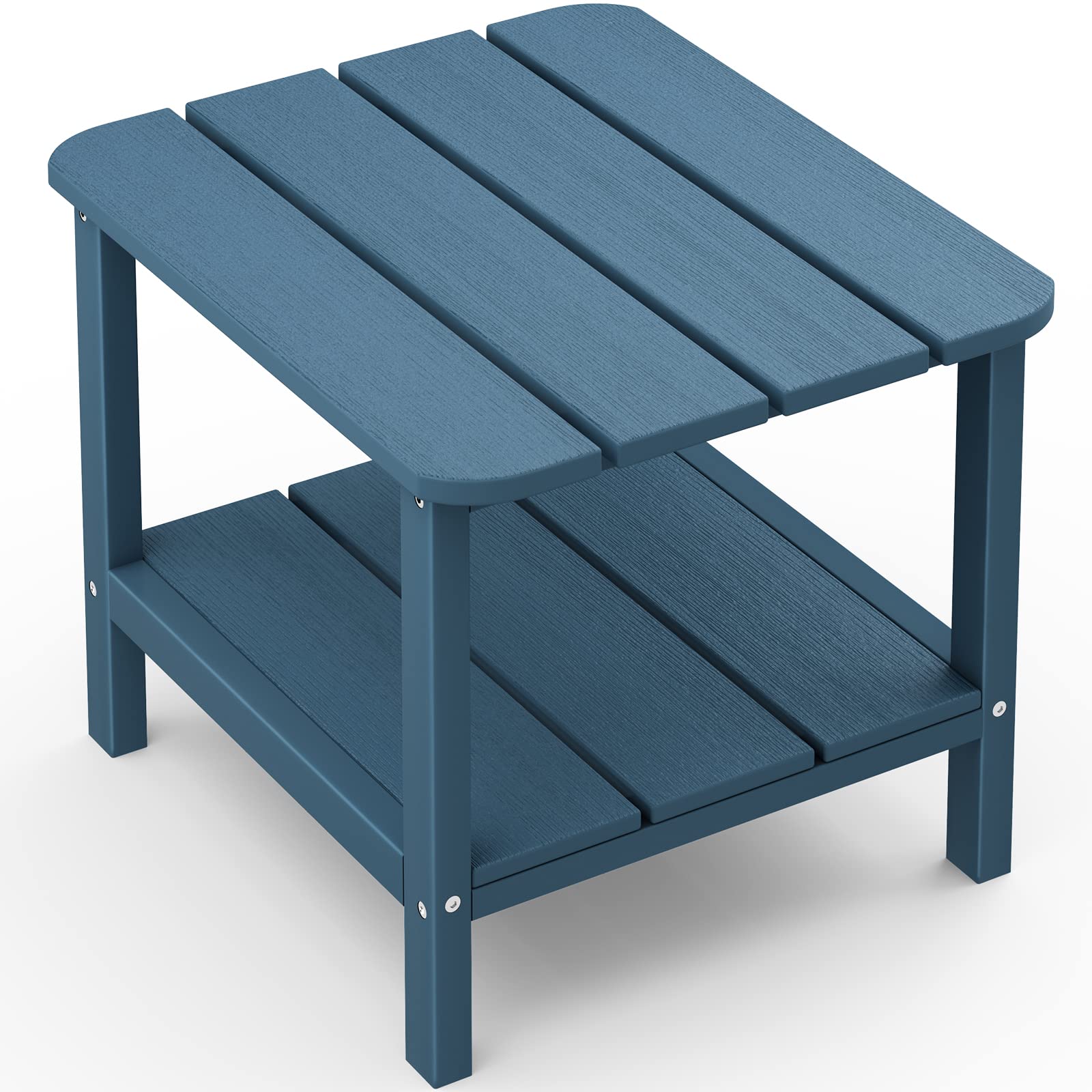 SERWALL Oversized Double Adirondack Side Table End Table - Outdoor Patio Furniture, Blue - Perfect for Garden, Deck, Poolside & Backyard Relaxation
