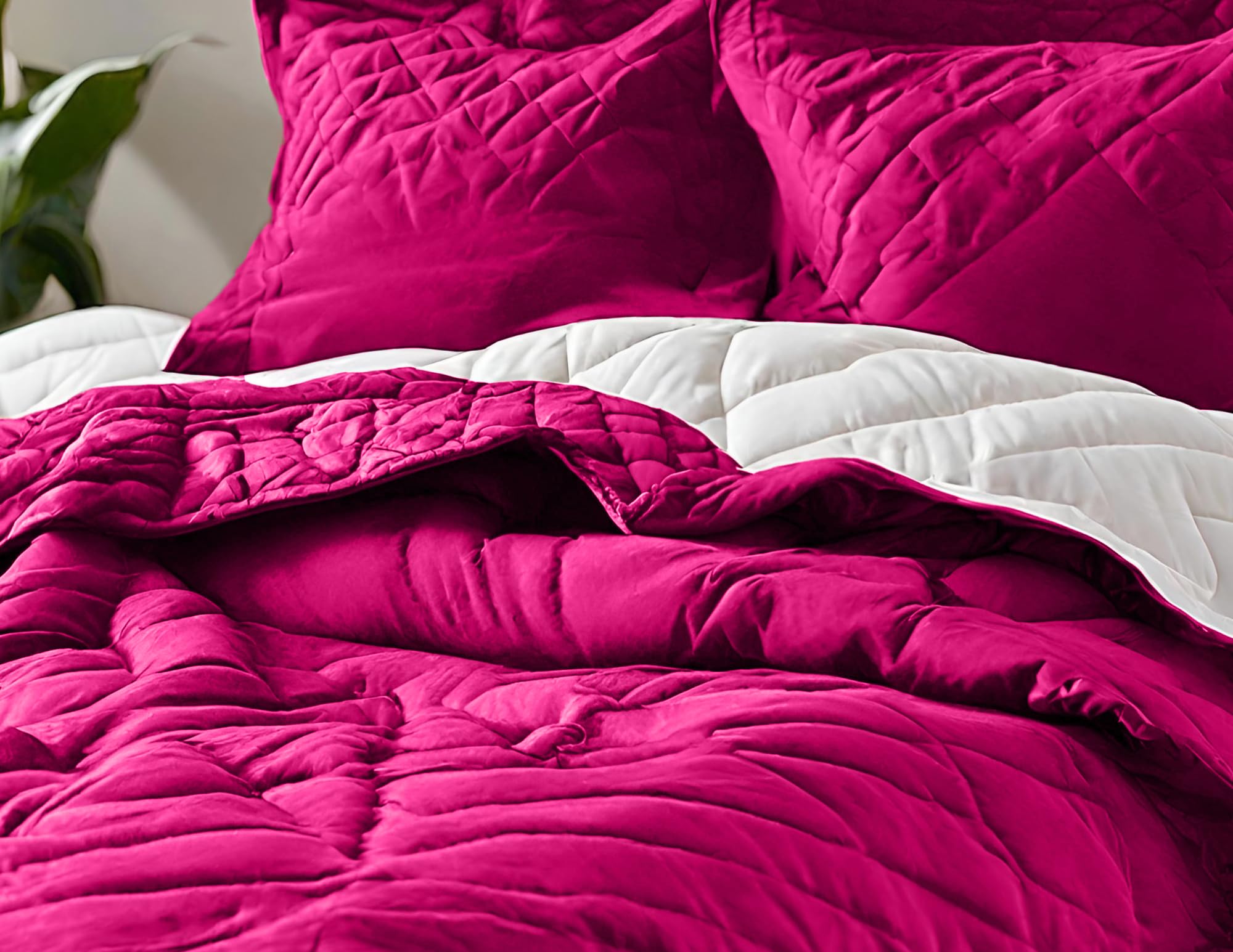 Embossed Lightweight Bed Comforter Set | 3Pcs All Season Down Alternative Reversible Comforter with Pillow Cases | Hypoallergenic Bedding for Master Bedroom, Guest Room & Dorm | Soft Pink Comforter for Cozy Sleep