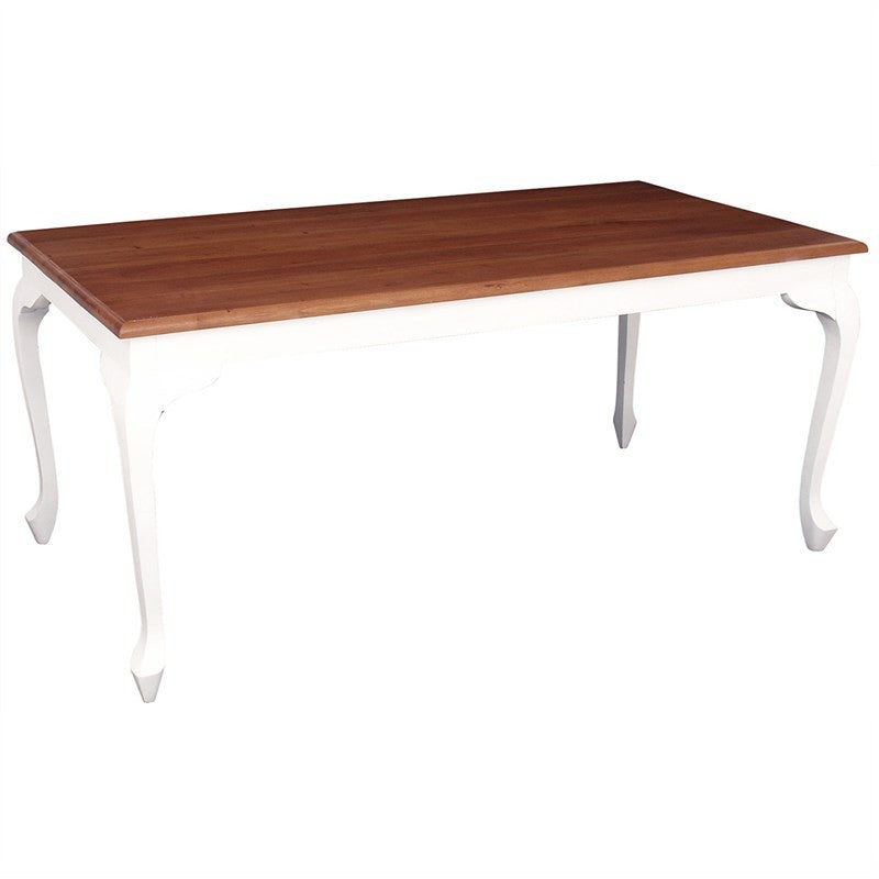 Queen Anne Solid Wood French Country Dining Table 180cm - White Caramel Finish | TWS899DT | 180x90cm | Rustic Farmhouse Dining Room Furniture for Family Gatherings & Dinner Parties