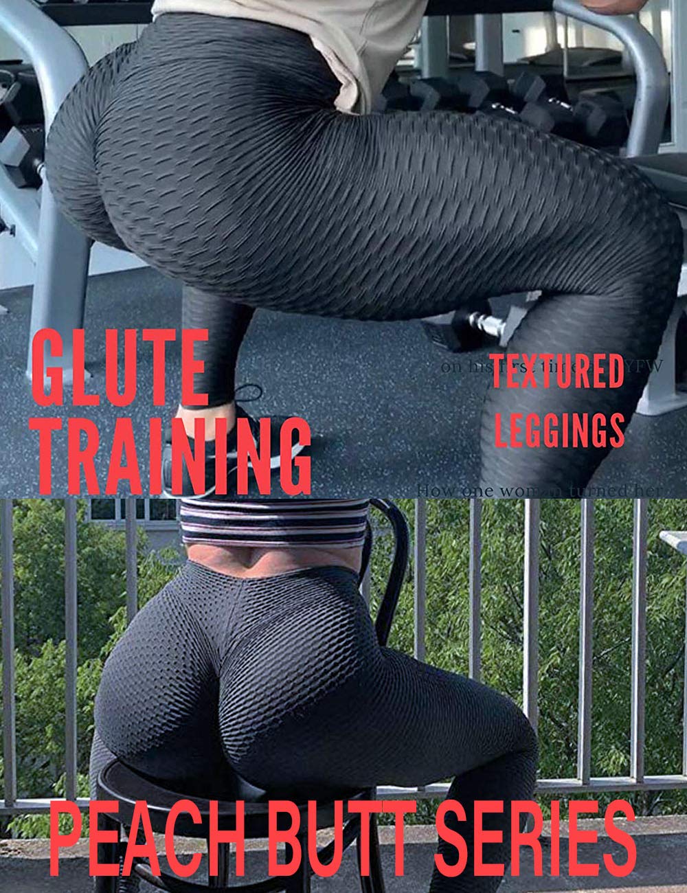 AGROSTE Women's High Waist Yoga Pants - Tummy Control Workout Leggings with Butt Lifting Design, Stretchy & Textured Booty Tights for Gym, Running & Everyday Wear