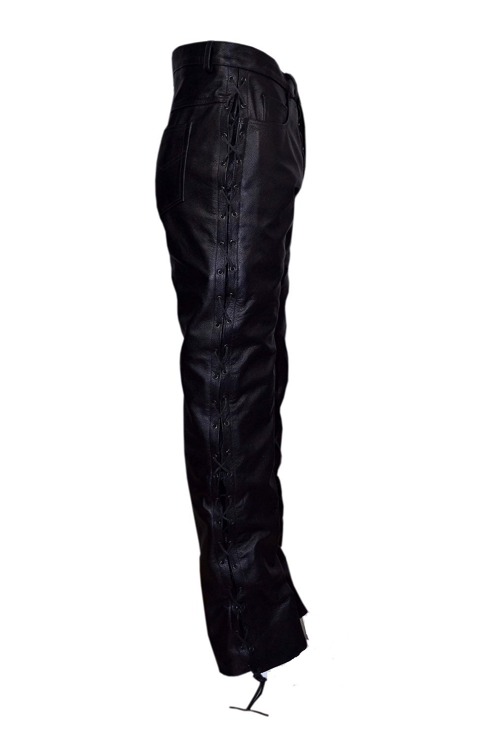 Men's Black Genuine Leather Motorcycle Biker Jeans - Classic 501 Fit for Riding & Casual Wear | Durable Real Hide Leather Pants for Harley Davidson & Cruiser Bikes