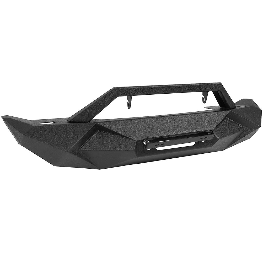ECCPP Black Textured Front Bumper with Winch Plate Compatible with 2007-2018 Jeep Wrangler JK | Off-Road Protection & Style Upgrade for Adventure Enthusiasts