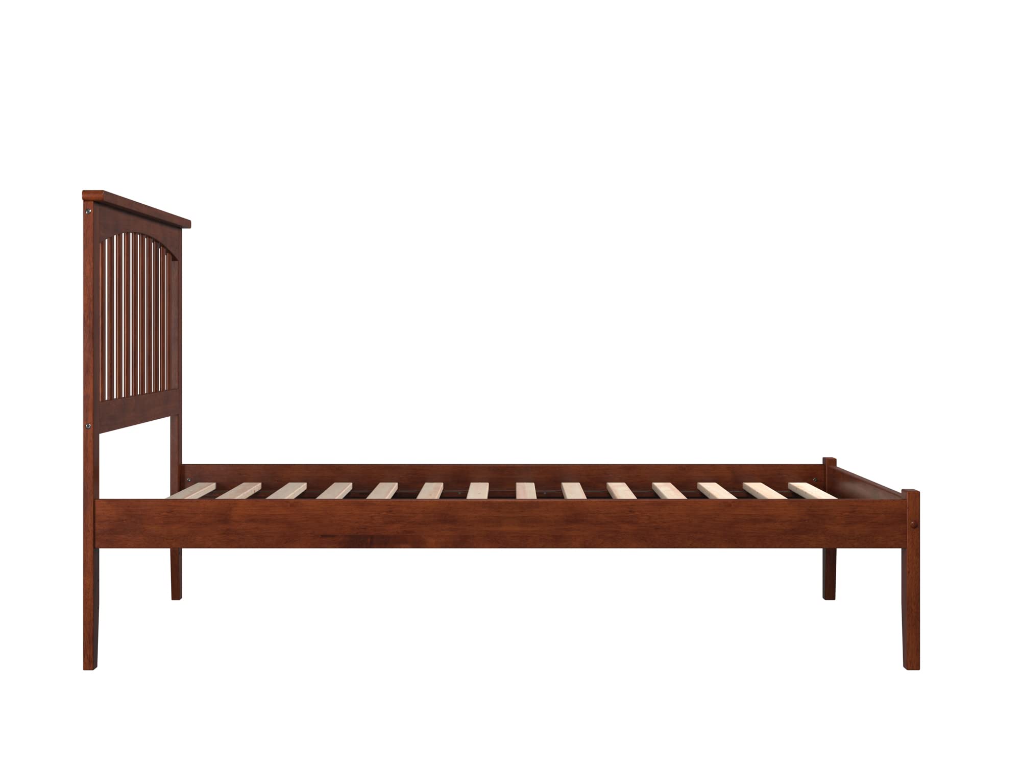 AFI Mission Full Platform Bed Frame with USB Charging Ports - Solid Walnut Wood Queen Size Bed for Modern Bedroom - Perfect for Small Spaces & USB Device Charging