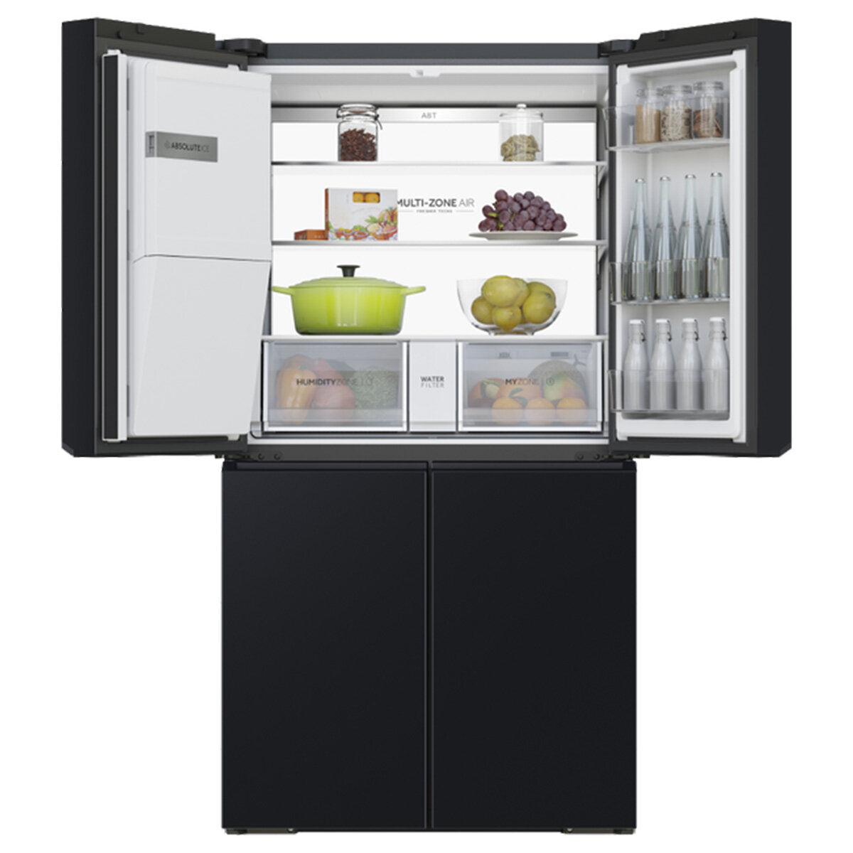 Haier 601L Quad Door Refrigerator with Ice and Water Dispenser - Black Stainless Steel HRF680YZC | Large Capacity French Door Fridge for Family Kitchen, Entertaining & Bulk Grocery Storage