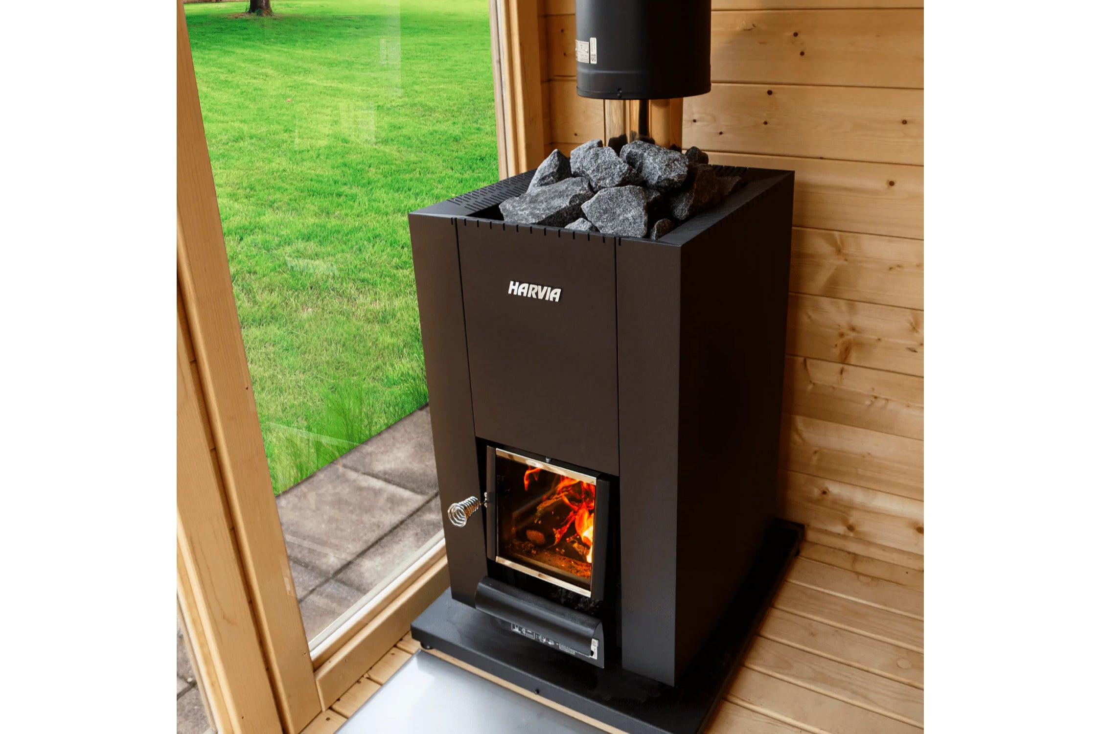 Harvia Linear 16 Wood Burning Stove Heater - Black Outdoor Sauna Stove for Home, Cabin & Backyard - Efficient Heating Solution for Cold Weather