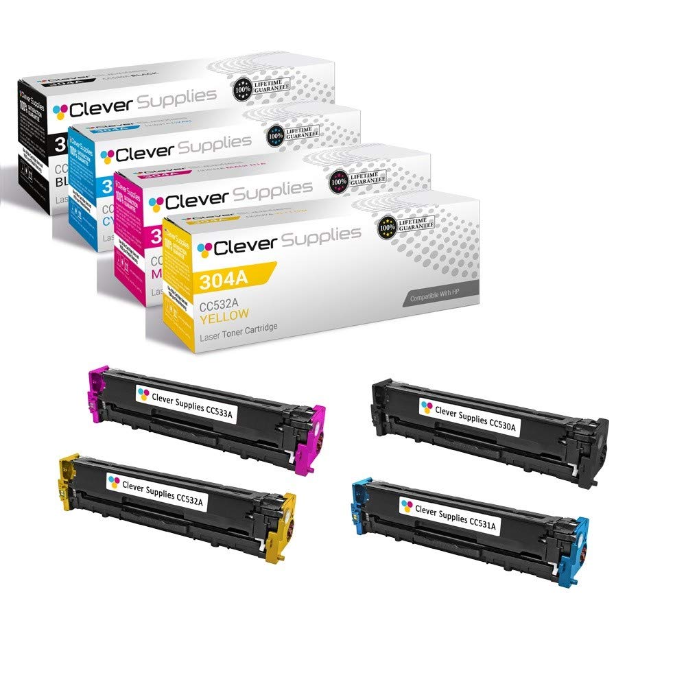 HP CM2320 Toner Cartridge Replacement 4-Color Set (Black, Cyan, Magenta, Yellow) - Compatible with HP CM2320N/NF/FX, CP2025DN/X, CM2320MFP - High-Quality Printer Ink for Office & Home Printing