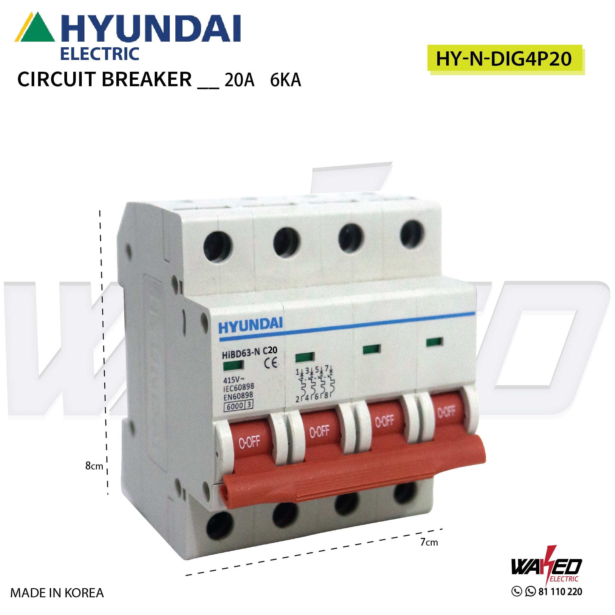Hyundai 4 Phase 6KA Circuit Breaker - High Performance Electrical Protection for Industrial & Commercial Use