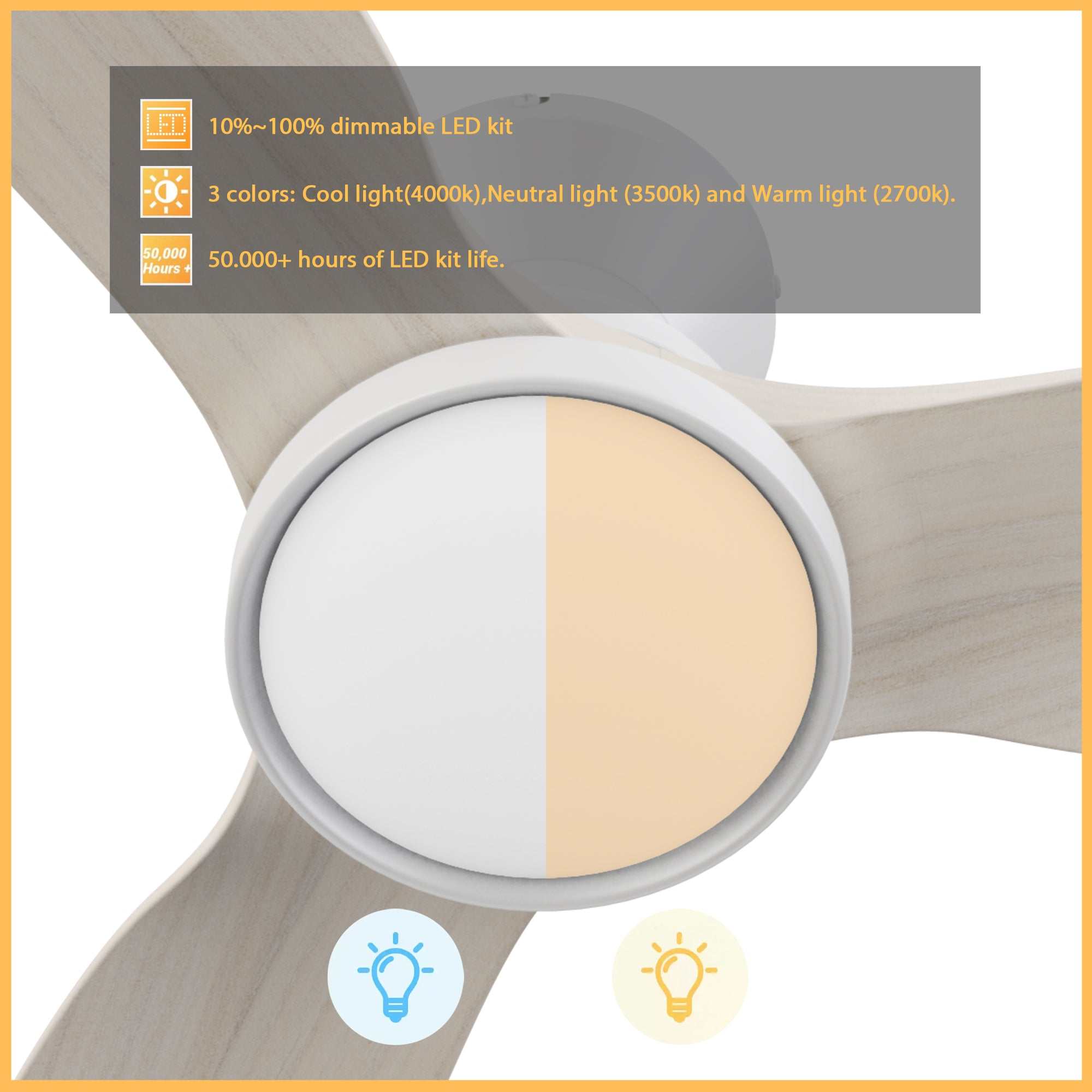 52 Inch Lainey Flush Mount Ceiling Fan with LED Light and Remote Control - Perfect for Bedroom, Living Room, and Indoor Spaces